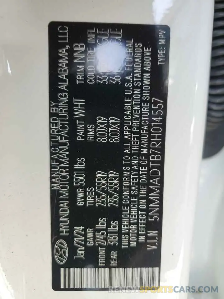 14 fotografías del automóvil dañado 5NMMADTB7RH014557 GENESIS GV70 BASE 2024