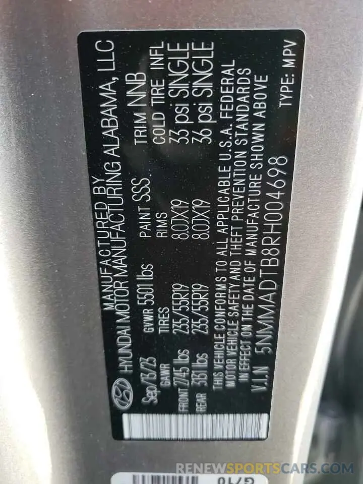 13 fotografías del automóvil dañado 5NMMADTB8RH004698 GENESIS GV70 BASE 2024