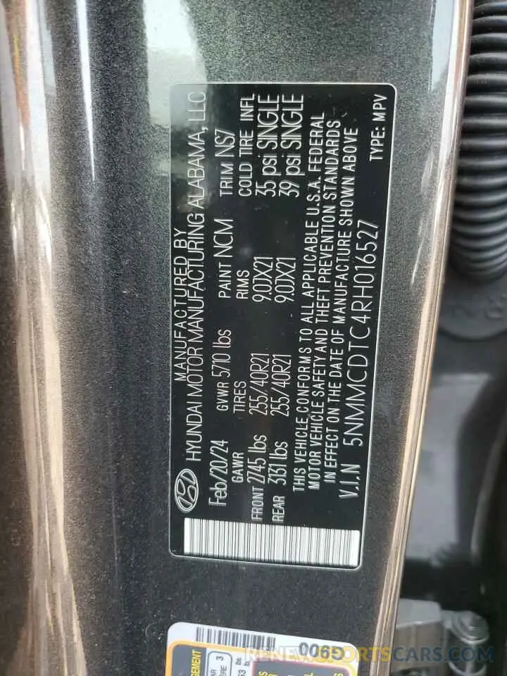 13 fotografías del automóvil dañado 5NMMCDTC4RH016527 GENESIS GV70 BASE 2024
