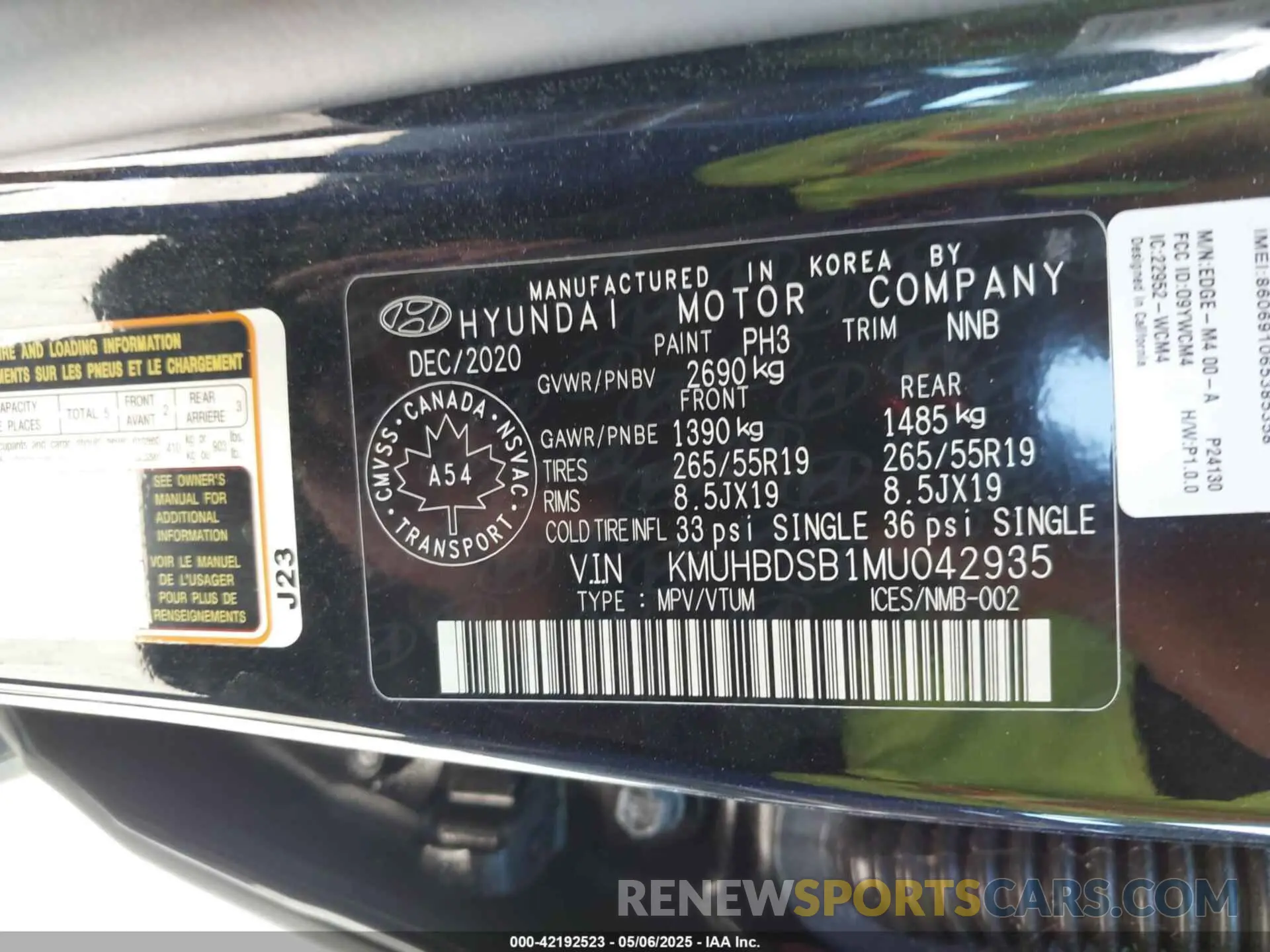 9 fotografías del automóvil dañado KMUHBDSB1MU042935 GENESIS GV80 2021