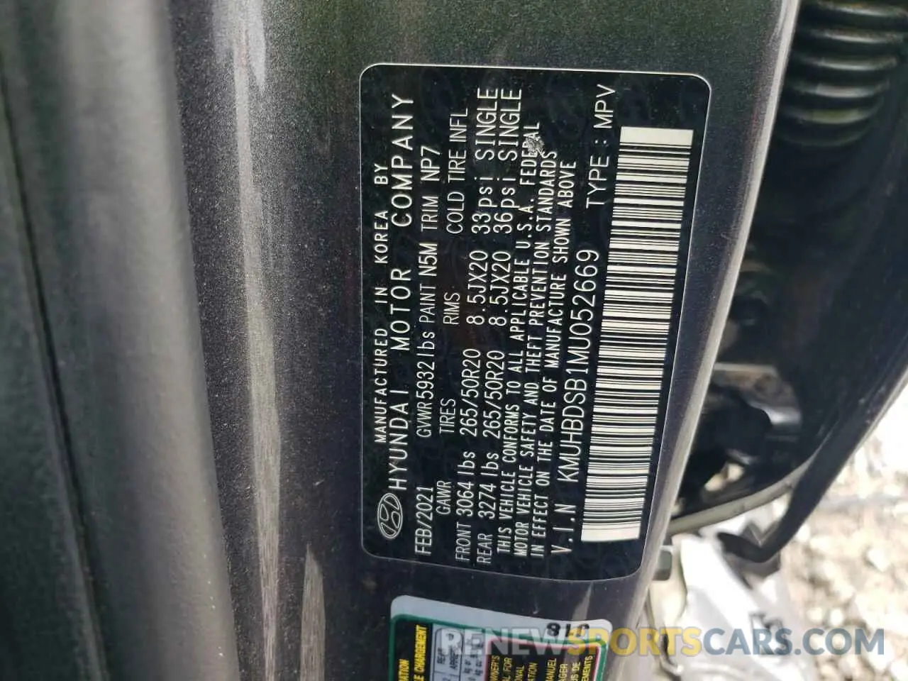 13 fotografías del automóvil dañado KMUHBDSB1MU052669 GENESIS GV80 2021