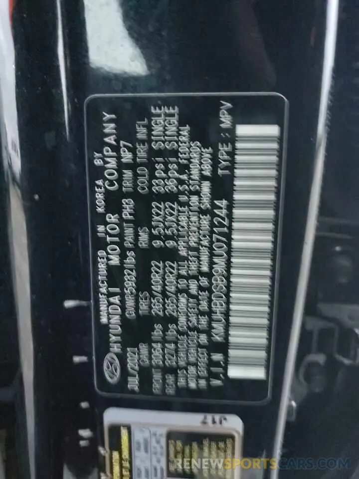 12 fotografías del automóvil dañado KMUHBDSB9MU071244 GENESIS GV80 2021
