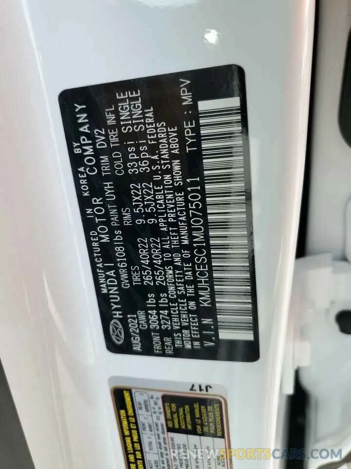 15 fotografías del automóvil dañado KMUHCESC1MU075011 GENESIS GV80 2021