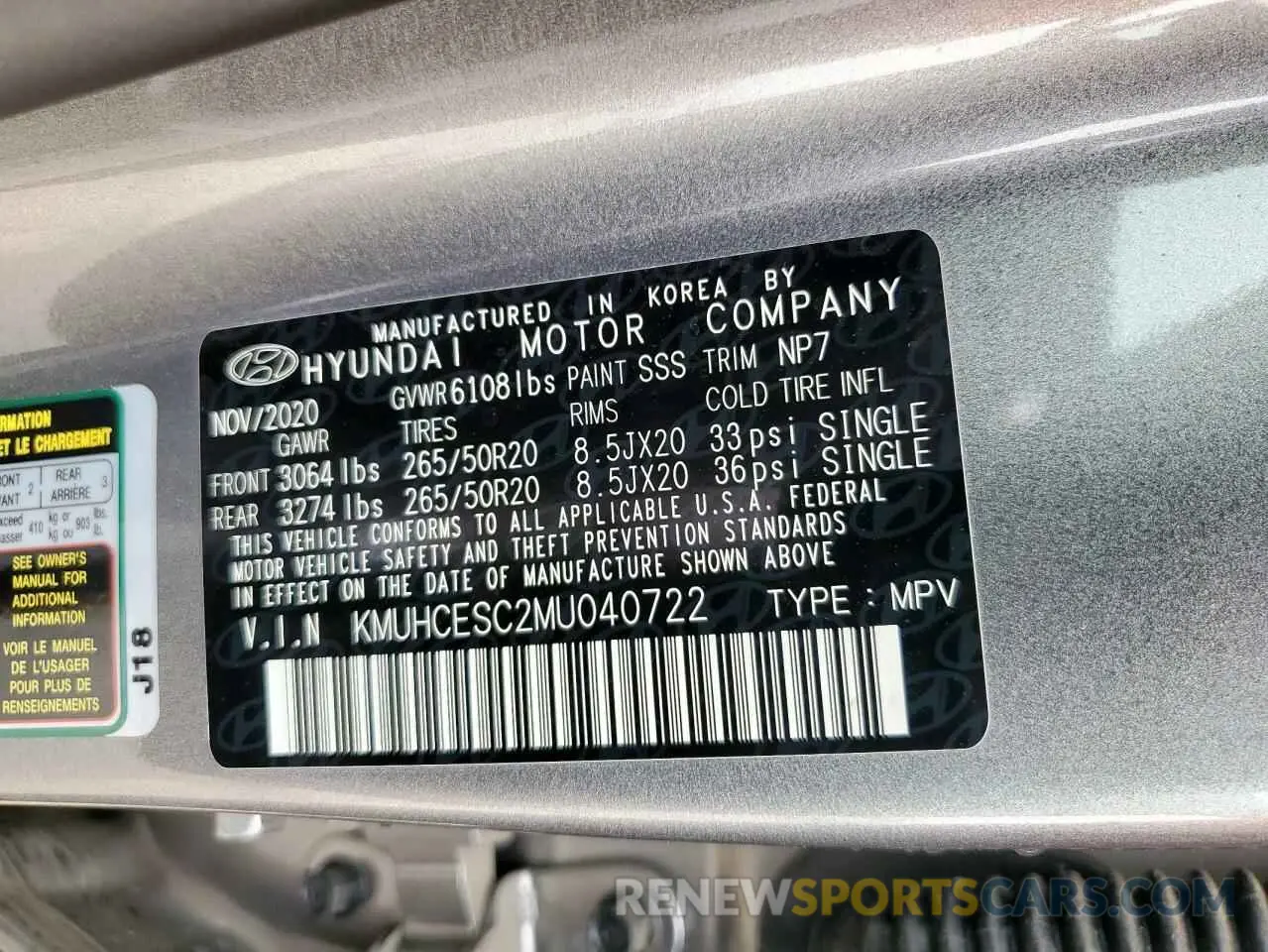 14 fotografías del automóvil dañado KMUHCESC2MU040722 GENESIS GV80 2021