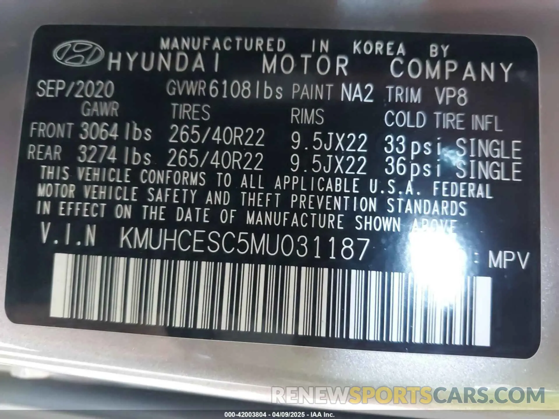 9 fotografías del automóvil dañado KMUHCESC5MU031187 GENESIS GV80 2021