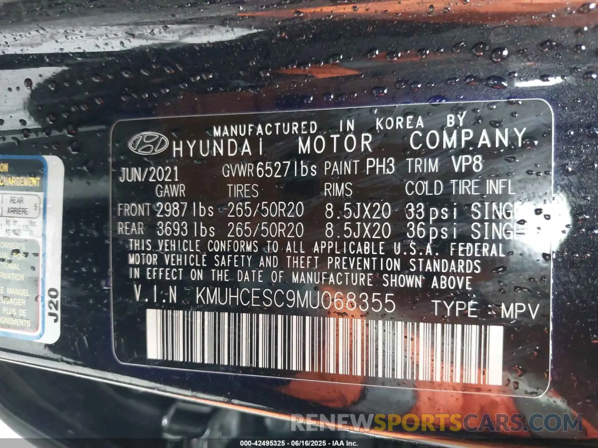 9 fotografías del automóvil dañado KMUHCESC9MU068355 GENESIS GV80 2021