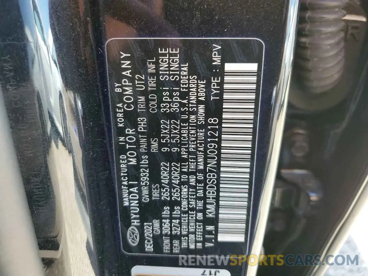 13 fotografías del automóvil dañado KMUHBDSB7NU091218 GENESIS GV80 2022