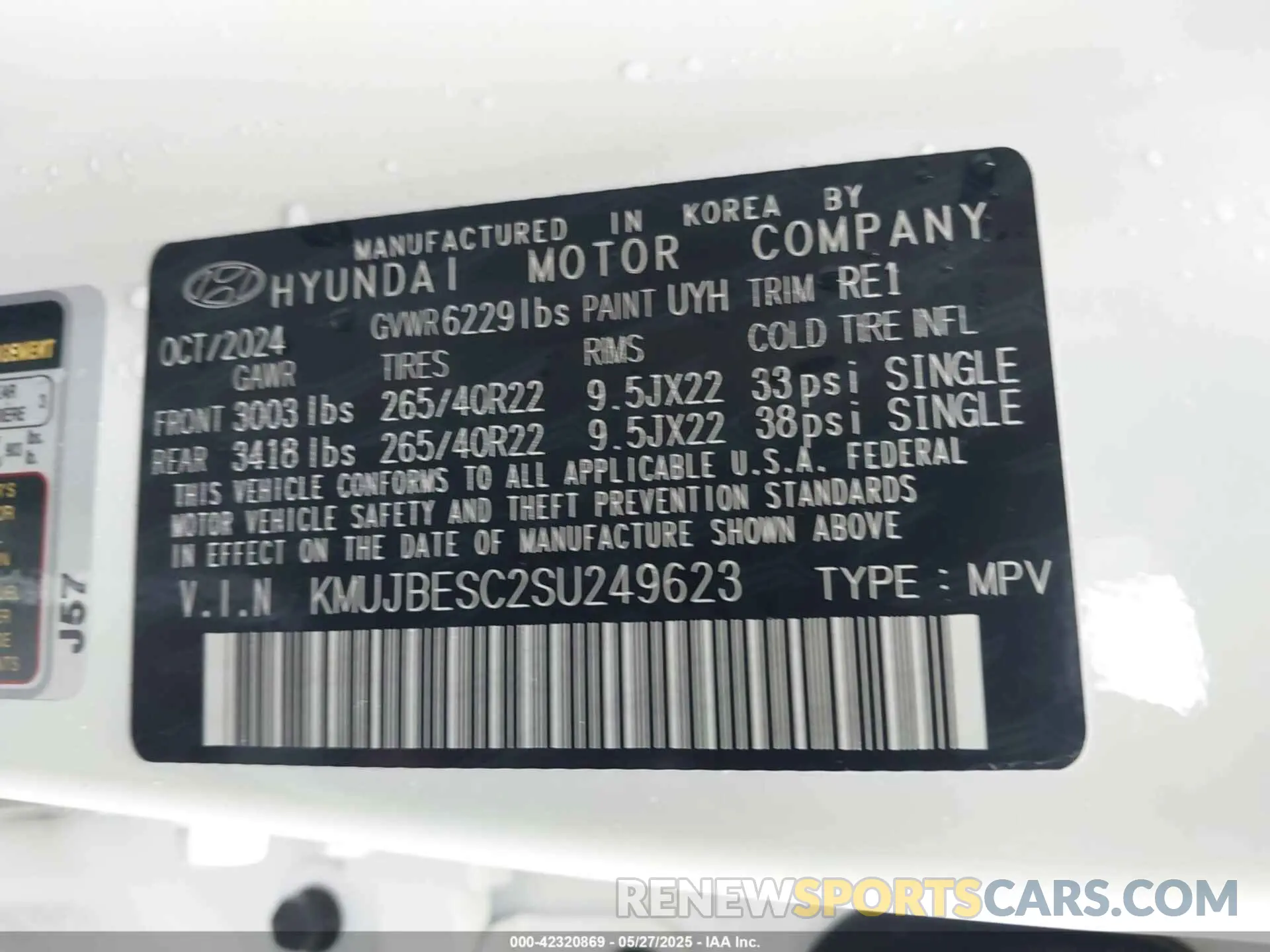 9 fotografías del automóvil dañado KMUJBESC2SU249623 GENESIS GV80 COUPE 2025