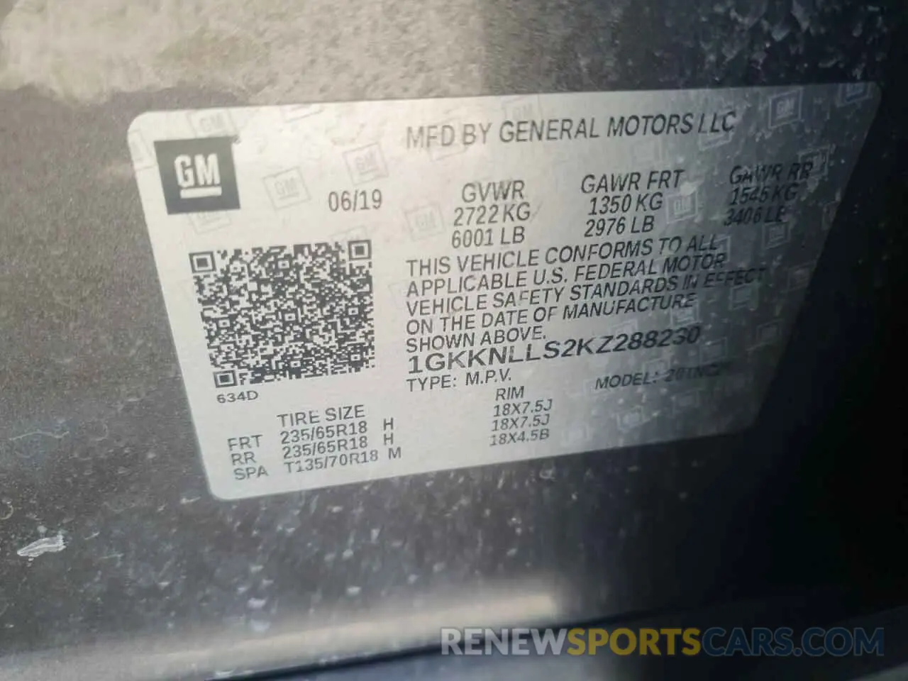 13 fotografías del automóvil dañado 1GKKNLLS2KZ288230 GMC ACADIA 2019