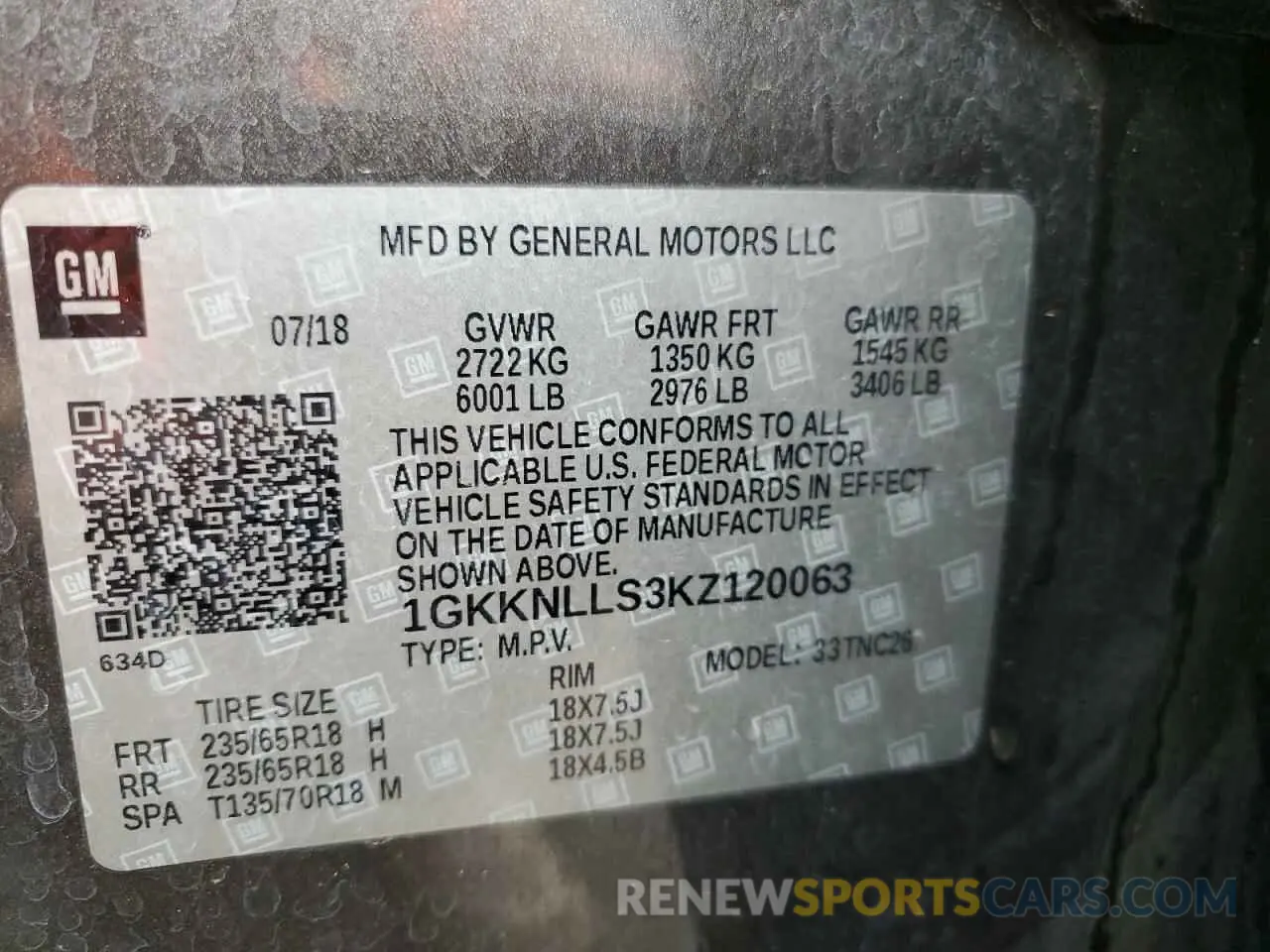 14 fotografías del automóvil dañado 1GKKNLLS3KZ120063 GMC ACADIA 2019