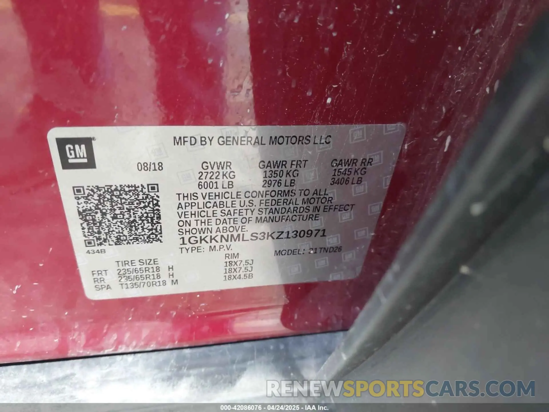 9 fotografías del automóvil dañado 1GKKNMLS3KZ130971 GMC ACADIA 2019