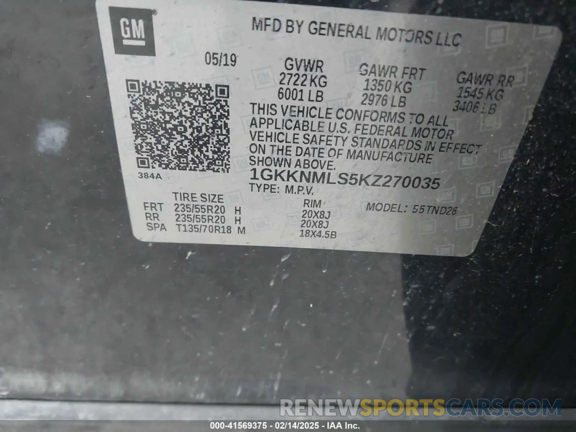 9 fotografías del automóvil dañado 1GKKNMLS5KZ270035 GMC ACADIA 2019