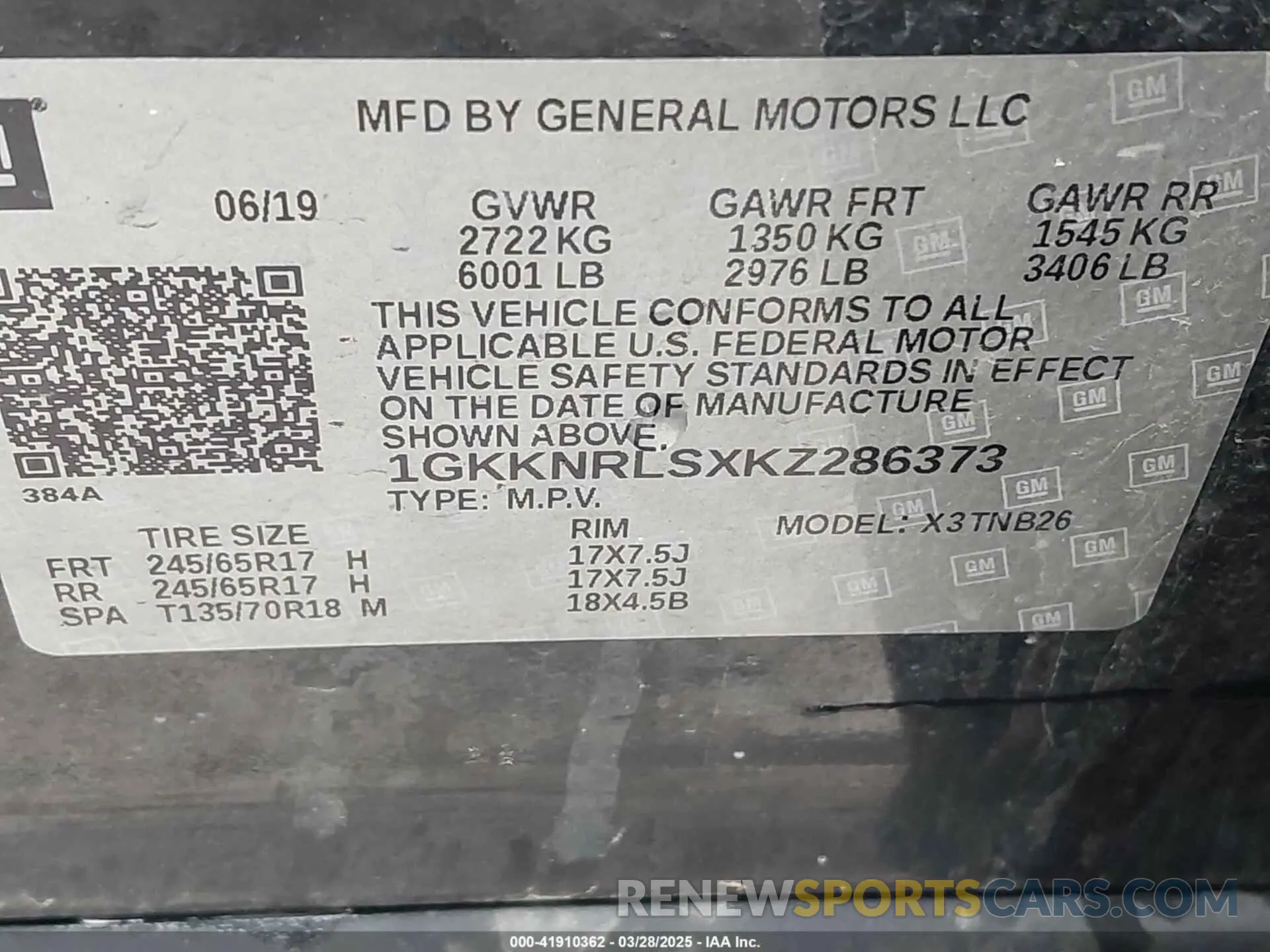 9 fotografías del automóvil dañado 1GKKNRLSXKZ286373 GMC ACADIA 2019
