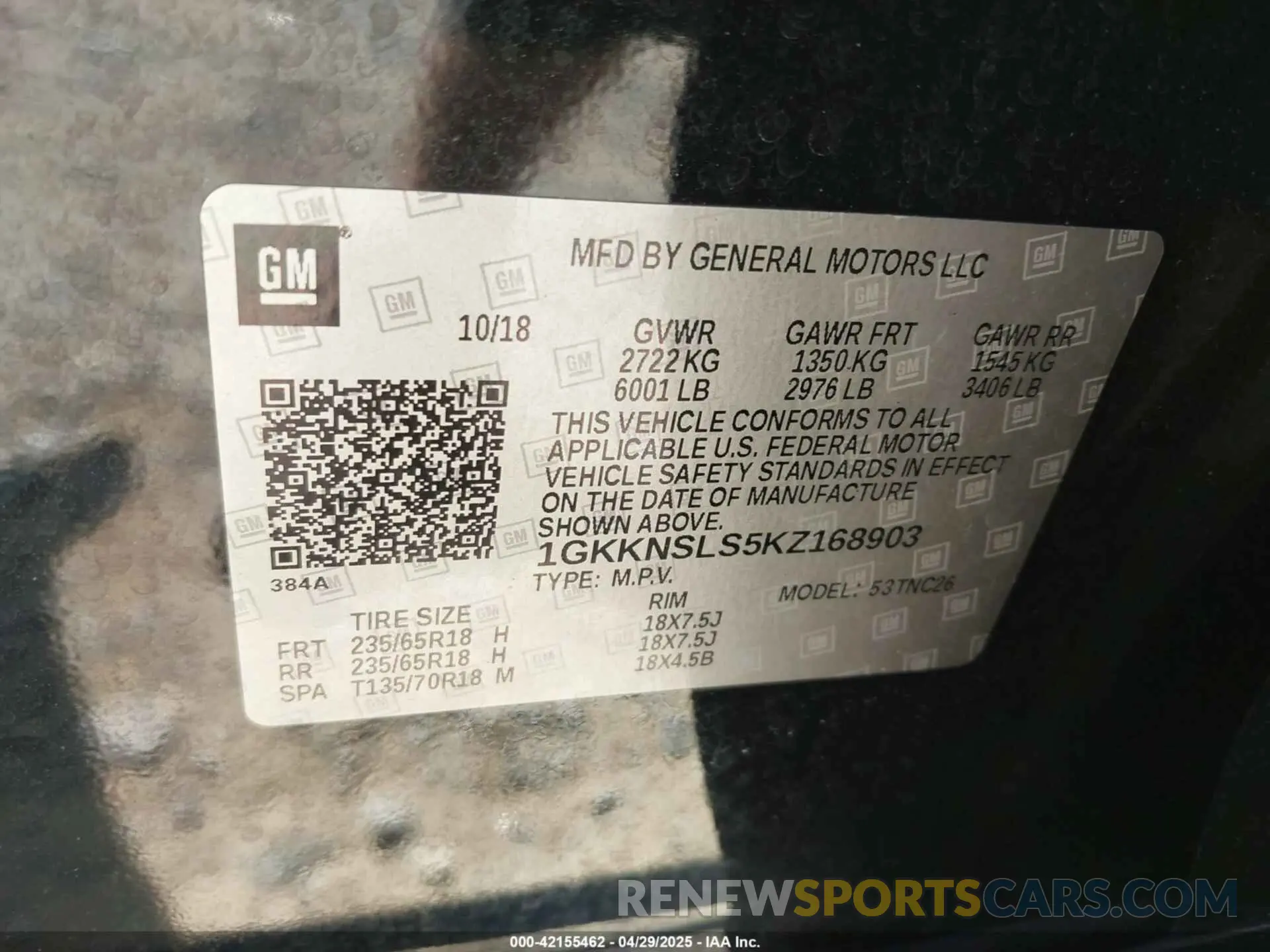 9 fotografías del automóvil dañado 1GKKNSLS5KZ168903 GMC ACADIA 2019