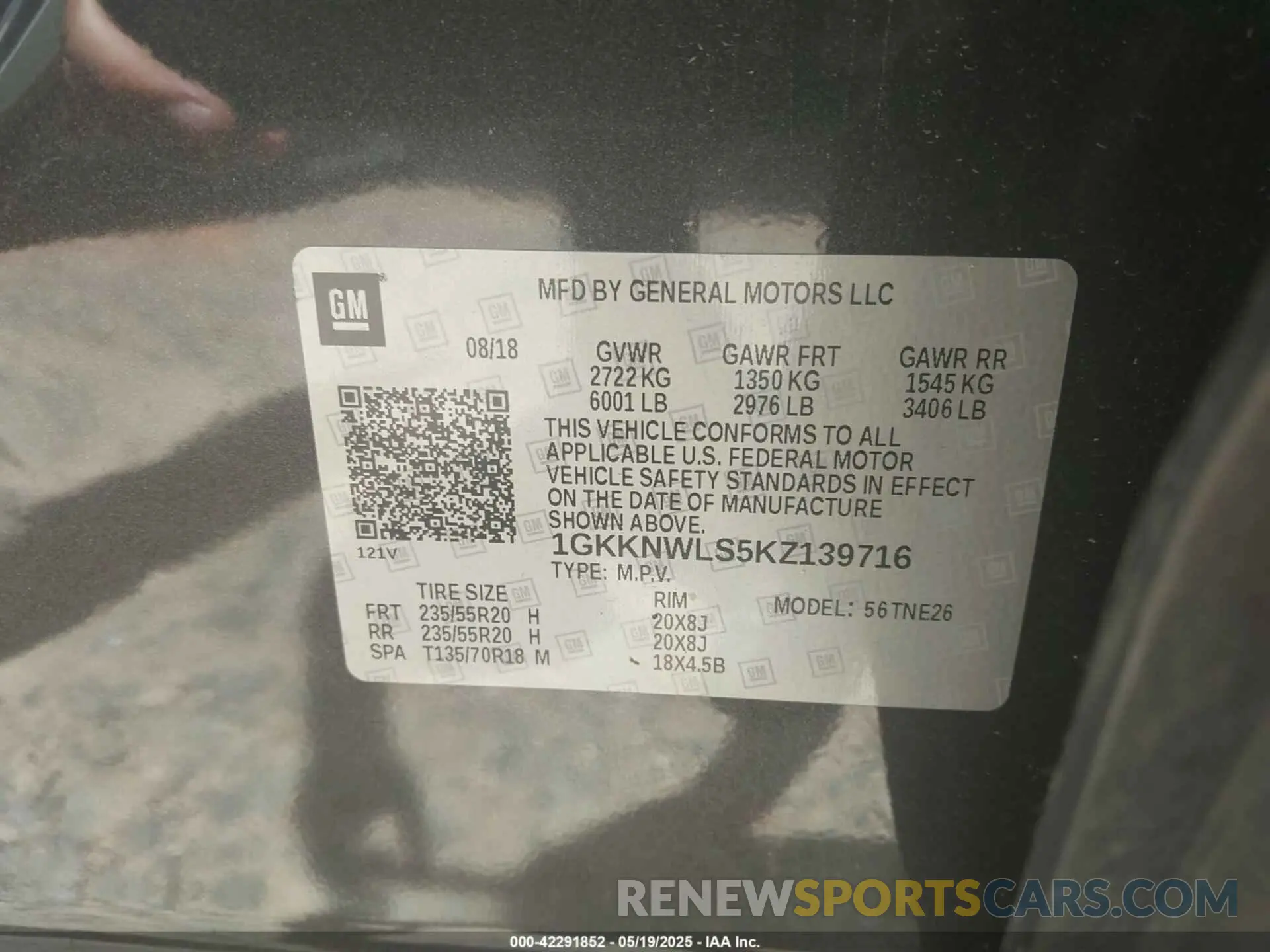 9 fotografías del automóvil dañado 1GKKNWLS5KZ139716 GMC ACADIA 2019