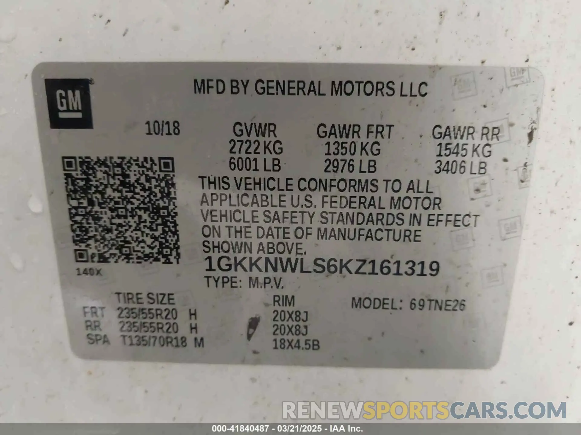 9 fotografías del automóvil dañado 1GKKNWLS6KZ161319 GMC ACADIA 2019