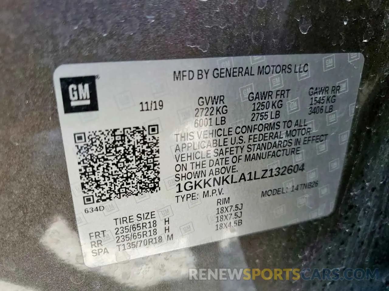 14 fotografías del automóvil dañado 1GKKNKLA1LZ132604 GMC ACADIA 2020
