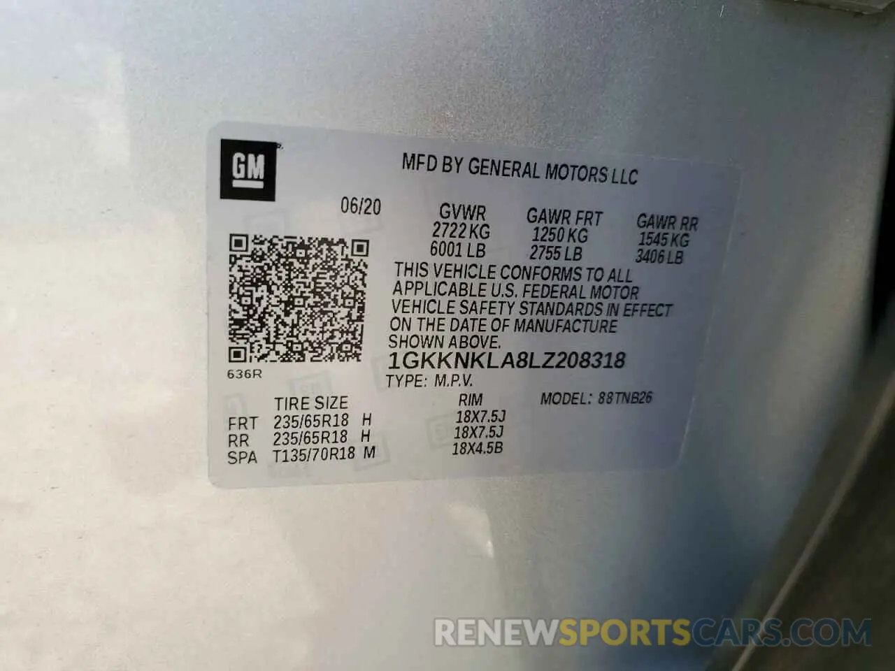 14 fotografías del automóvil dañado 1GKKNKLA8LZ208318 GMC ACADIA 2020