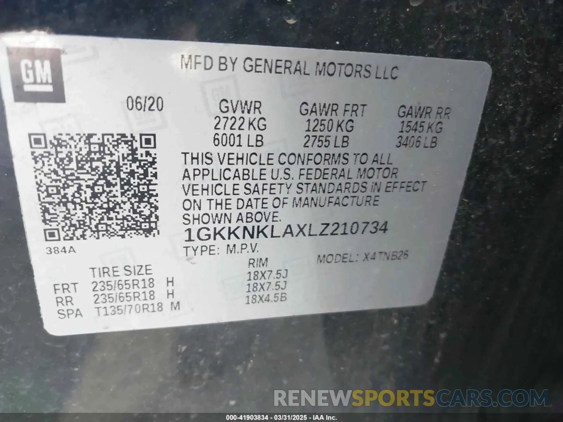 9 fotografías del automóvil dañado 1GKKNKLAXLZ210734 GMC ACADIA 2020