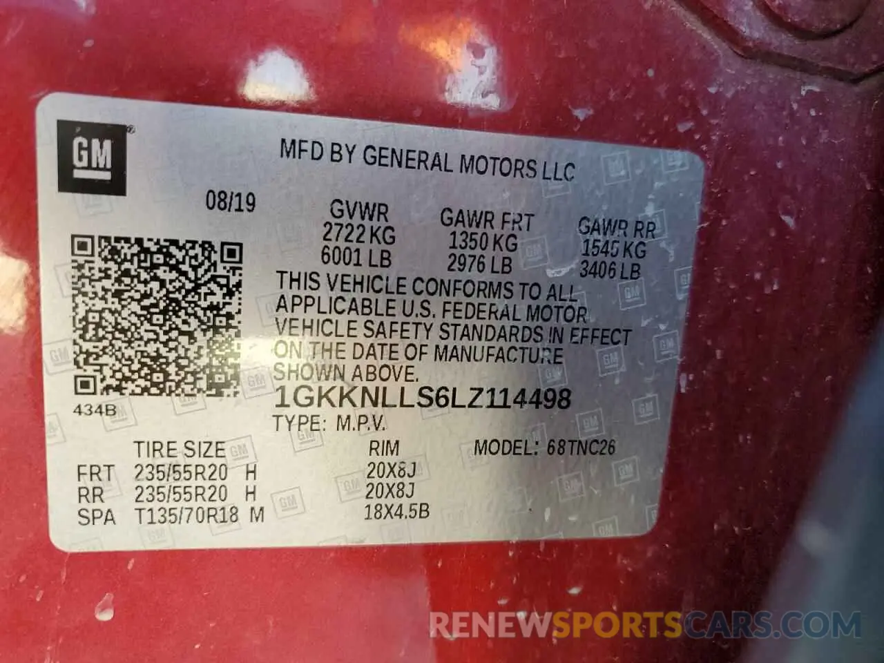 13 fotografías del automóvil dañado 1GKKNLLS6LZ114498 GMC ACADIA 2020