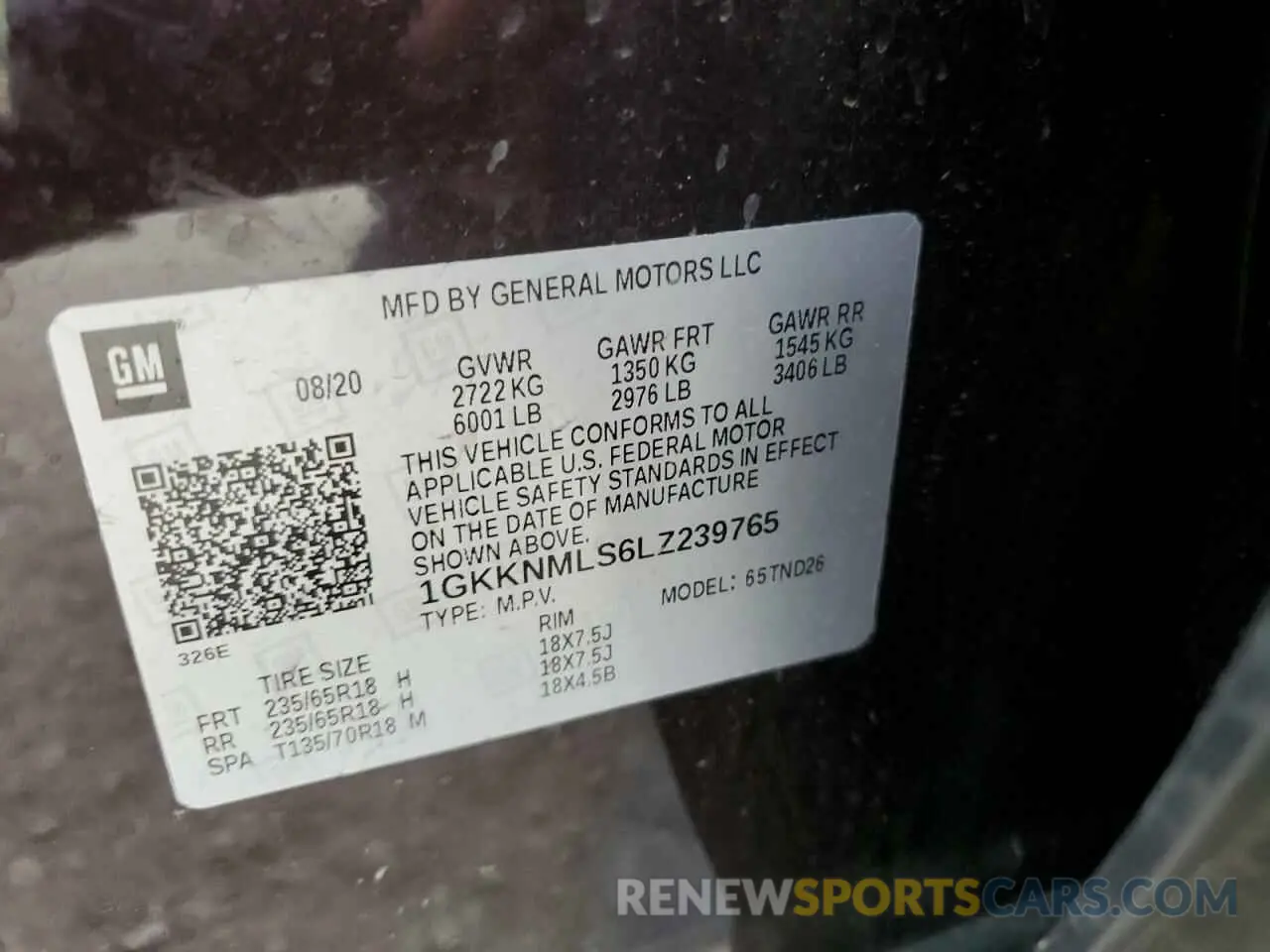 13 fotografías del automóvil dañado 1GKKNMLS6LZ239765 GMC ACADIA 2020