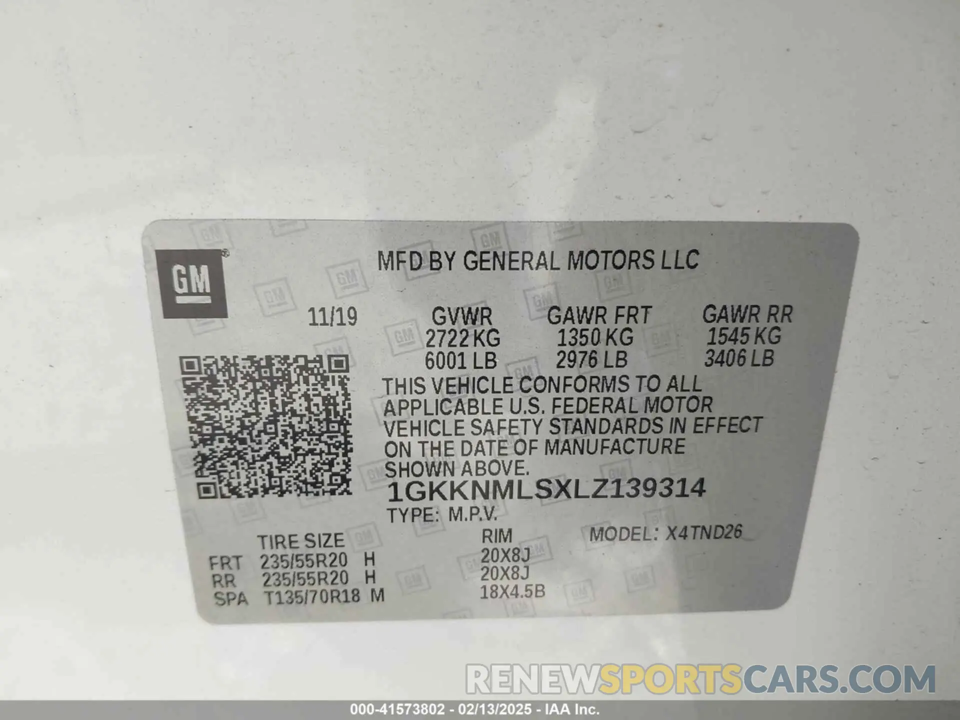 9 fotografías del automóvil dañado 1GKKNMLSXLZ139314 GMC ACADIA 2020