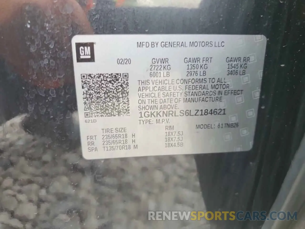 14 fotografías del automóvil dañado 1GKKNRLS6LZ184621 GMC ACADIA 2020