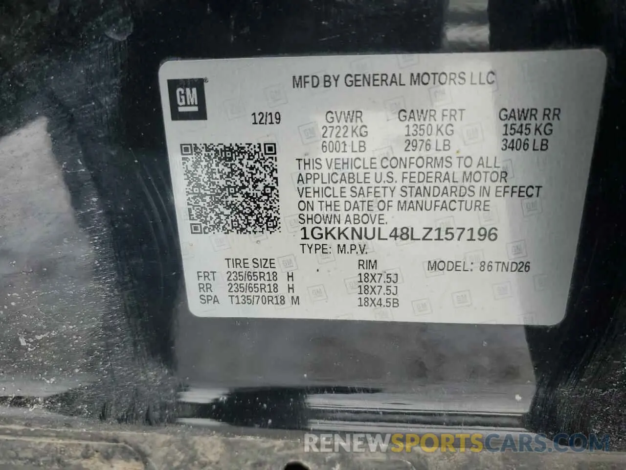 13 fotografías del automóvil dañado 1GKKNUL48LZ157196 GMC ACADIA 2020