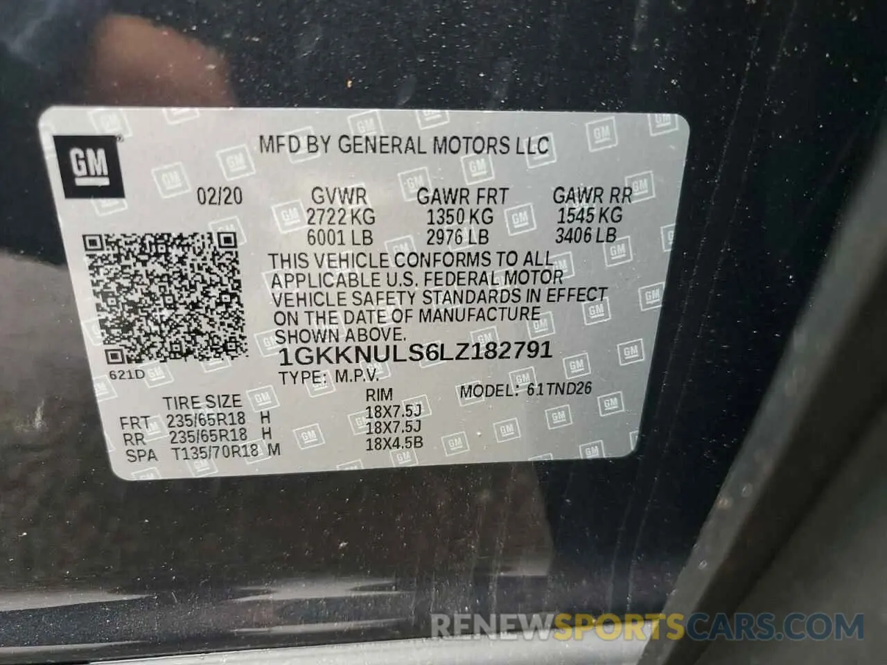 14 fotografías del automóvil dañado 1GKKNULS6LZ182791 GMC ACADIA 2020