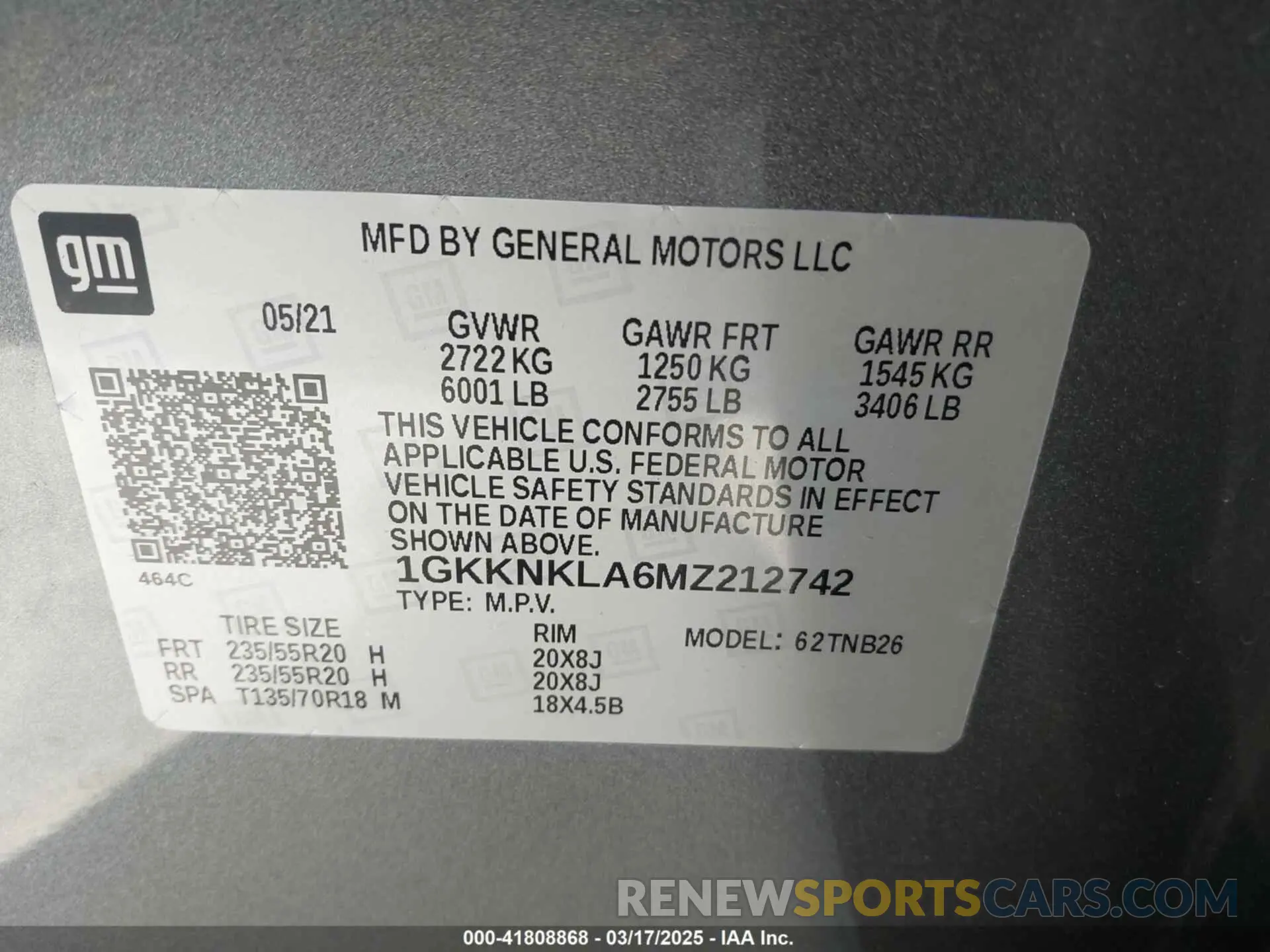 9 fotografías del automóvil dañado 1GKKNKLA6MZ212742 GMC ACADIA 2021