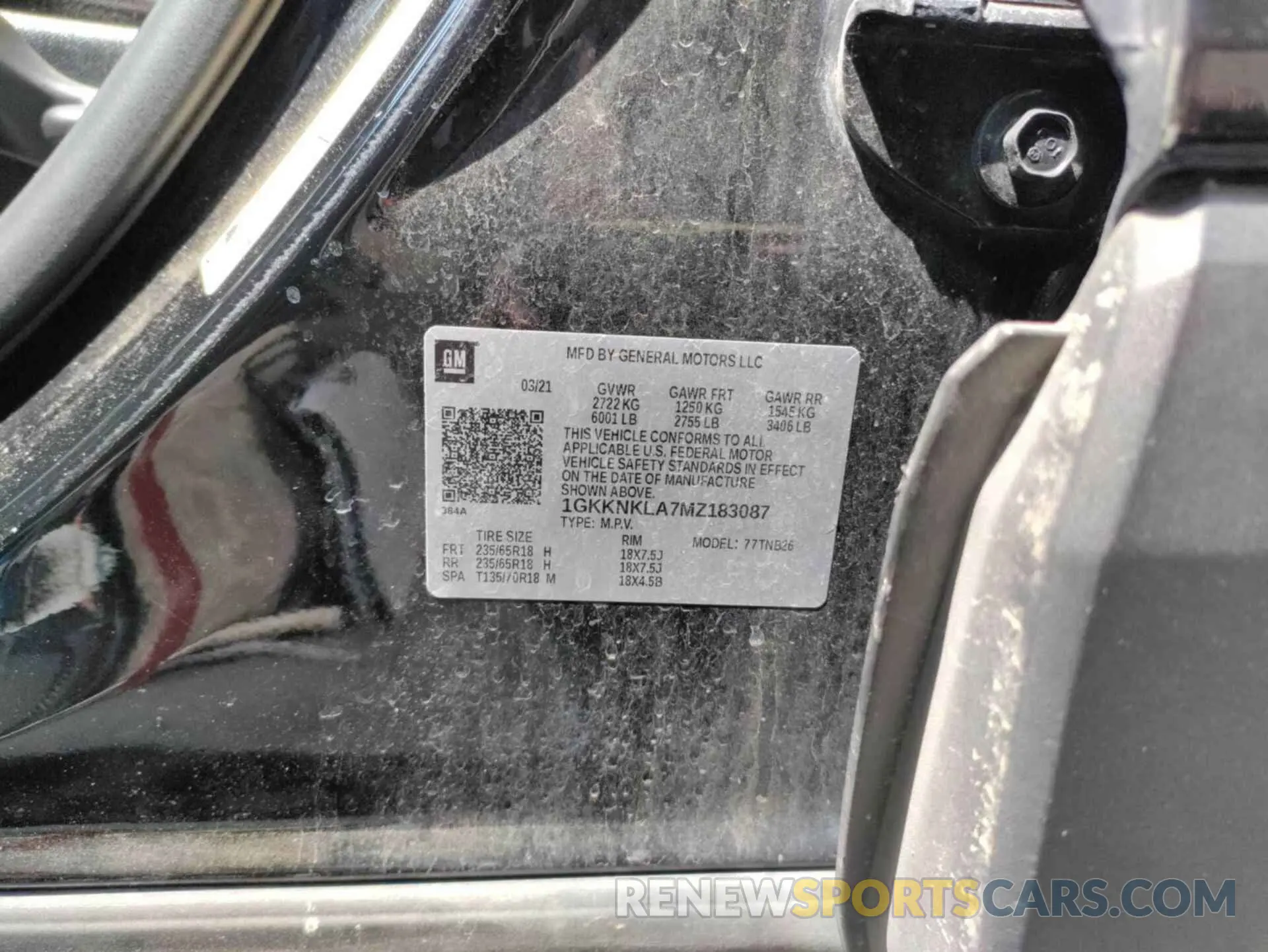 7 fotografías del automóvil dañado 1GKKNKLA7MZ183087 GMC ACADIA 2021
