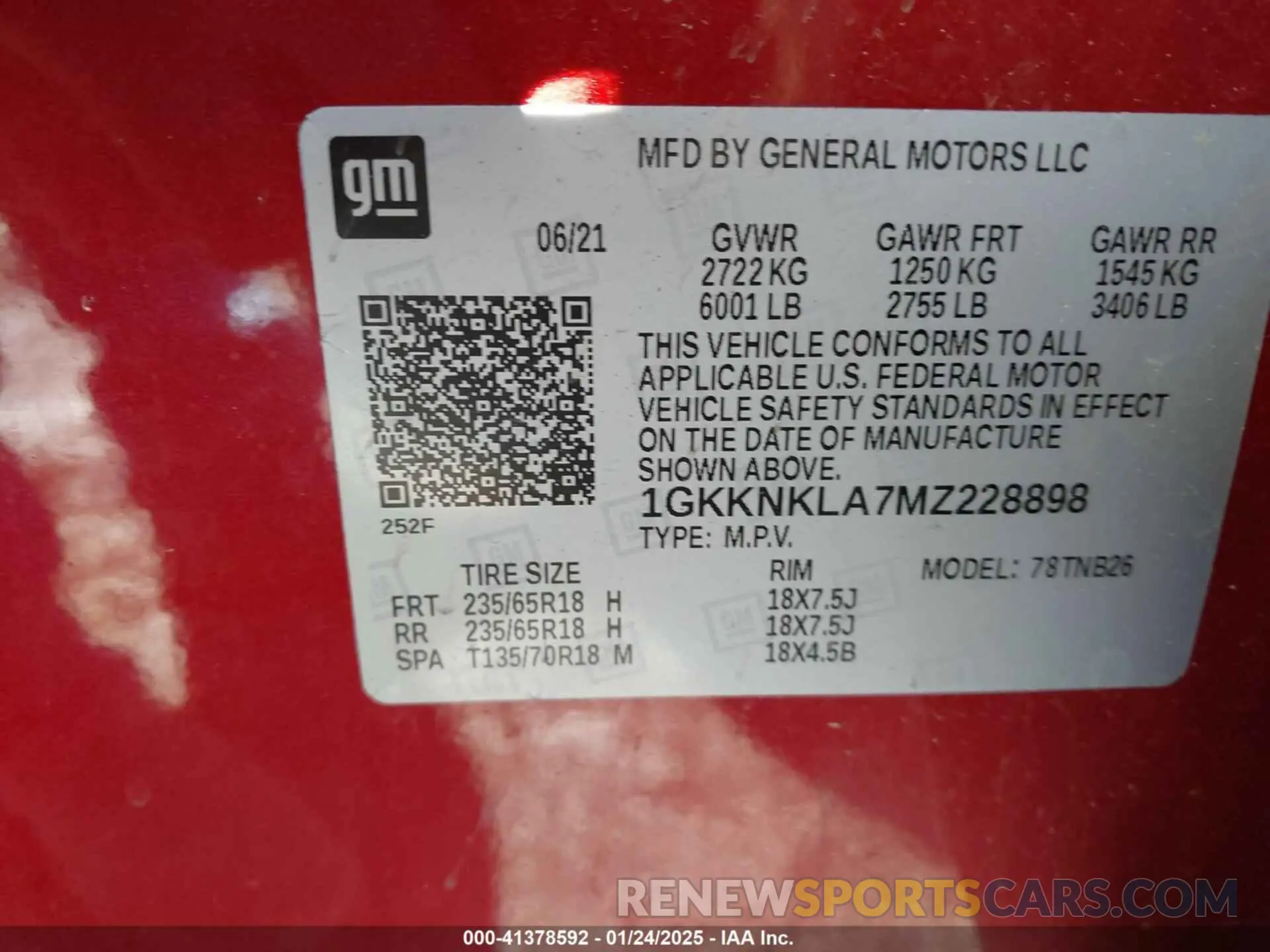 9 fotografías del automóvil dañado 1GKKNKLA7MZ228898 GMC ACADIA 2021