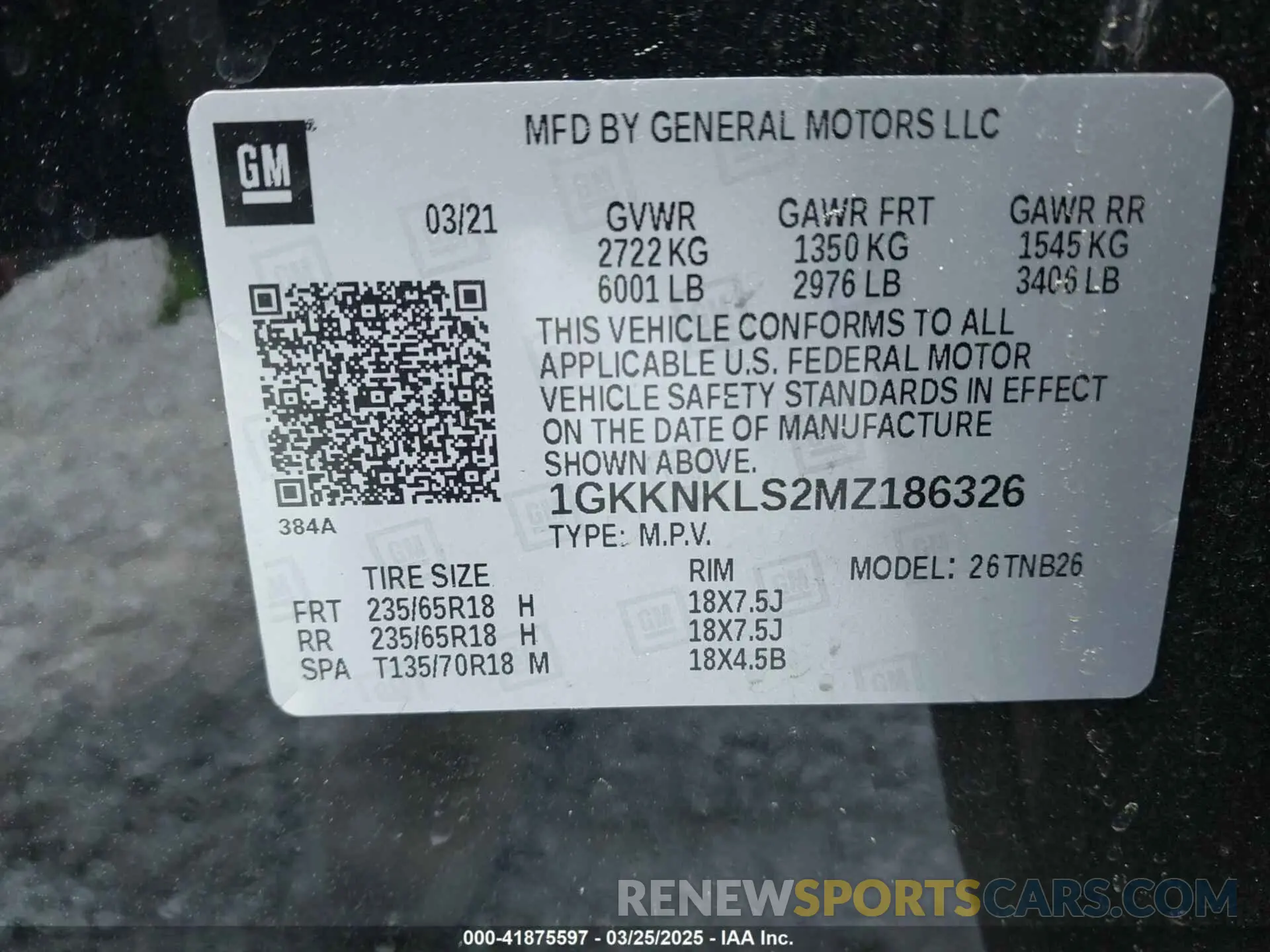 9 fotografías del automóvil dañado 1GKKNKLS2MZ186326 GMC ACADIA 2021