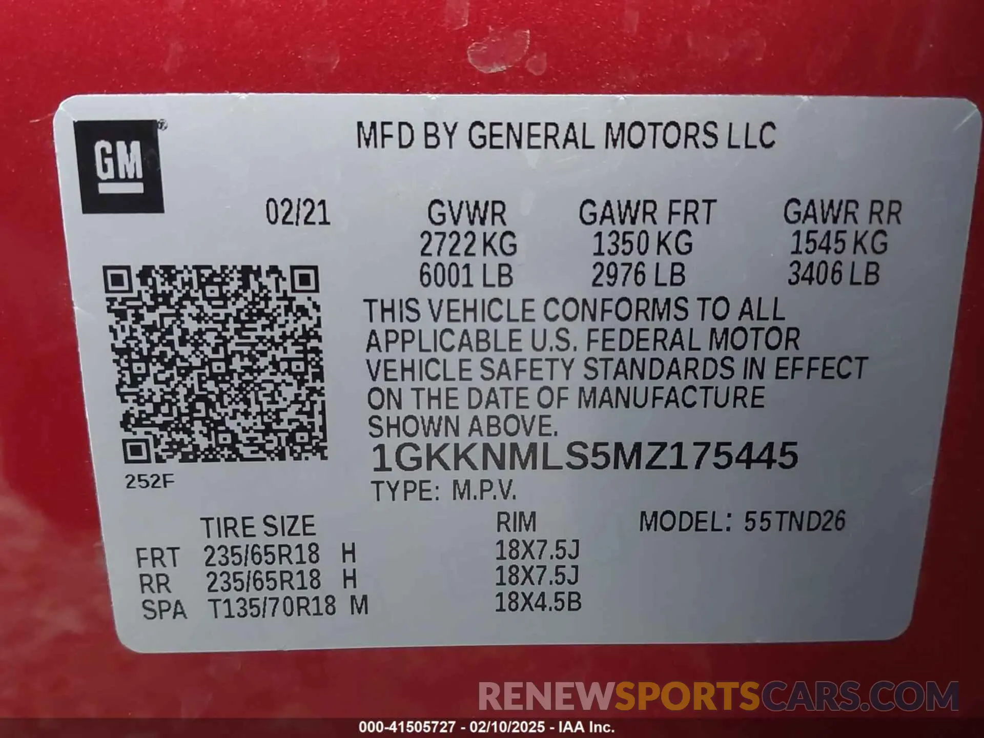 9 fotografías del automóvil dañado 1GKKNMLS5MZ175445 GMC ACADIA 2021