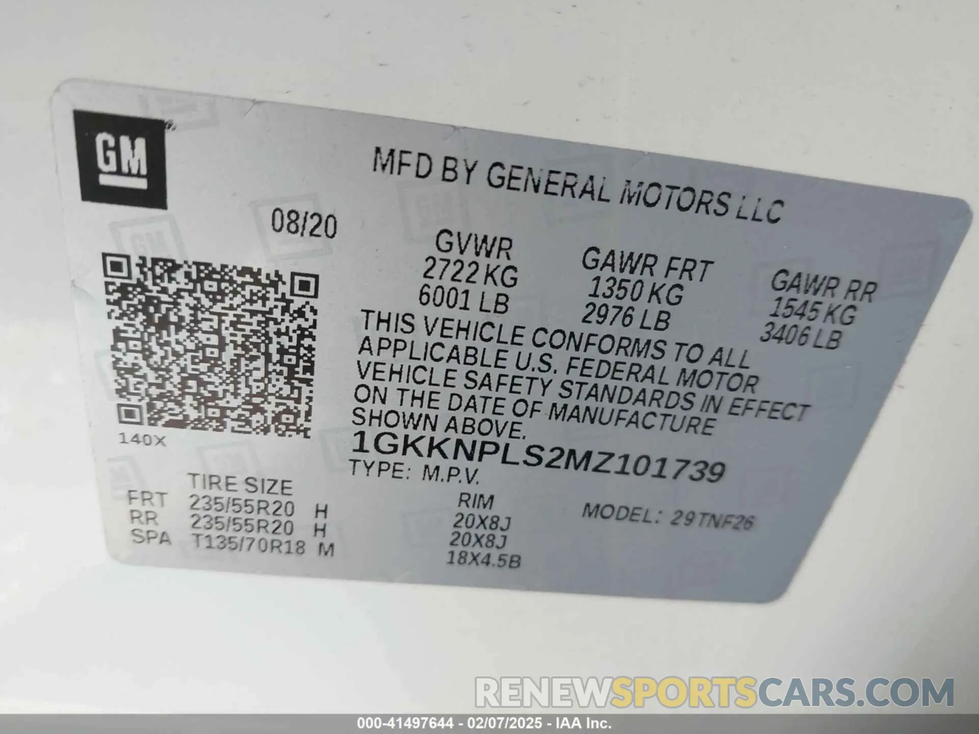 9 fotografías del automóvil dañado 1GKKNPLS2MZ101739 GMC ACADIA 2021