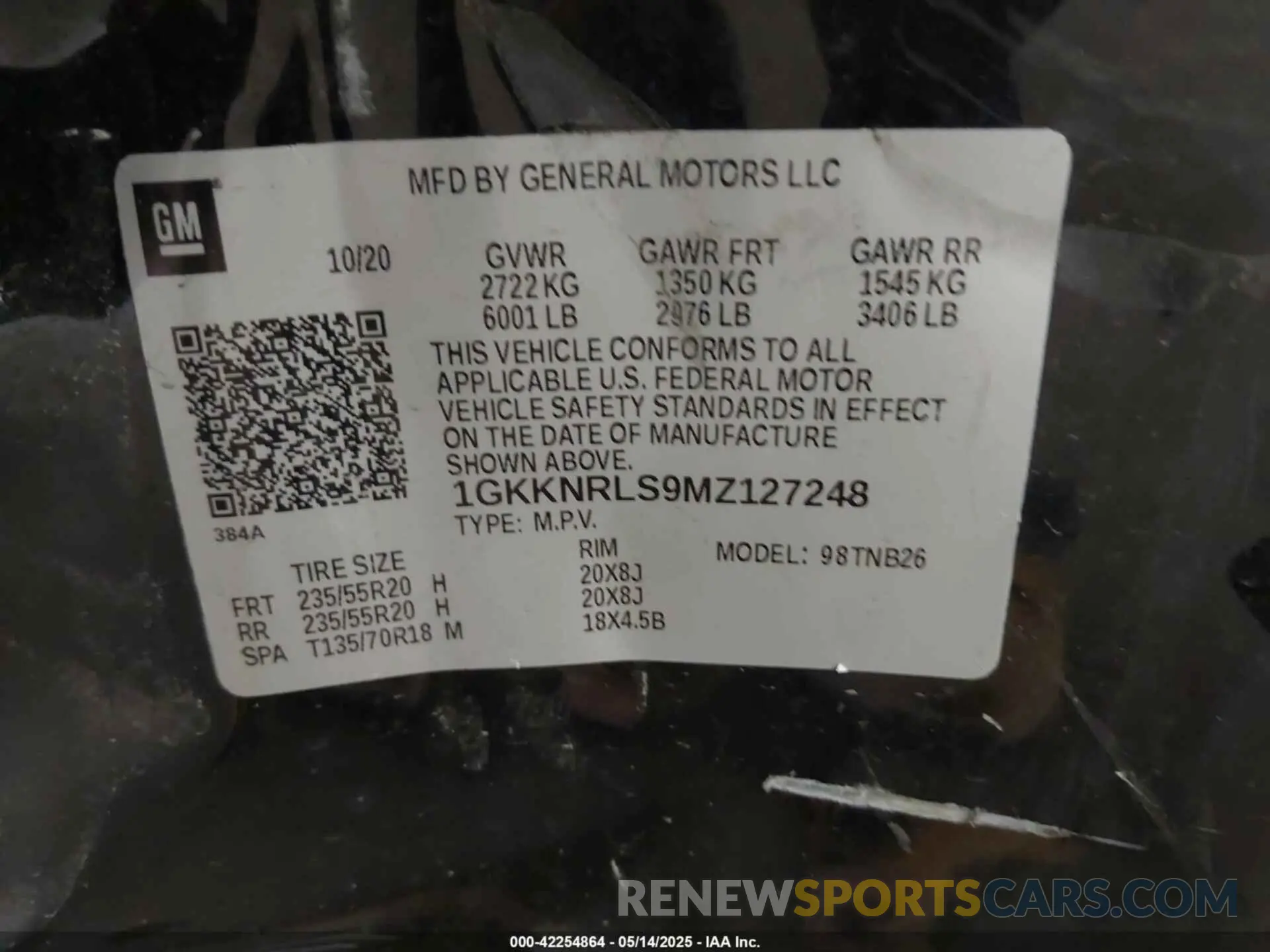 9 fotografías del automóvil dañado 1GKKNRLS9MZ127248 GMC ACADIA 2021
