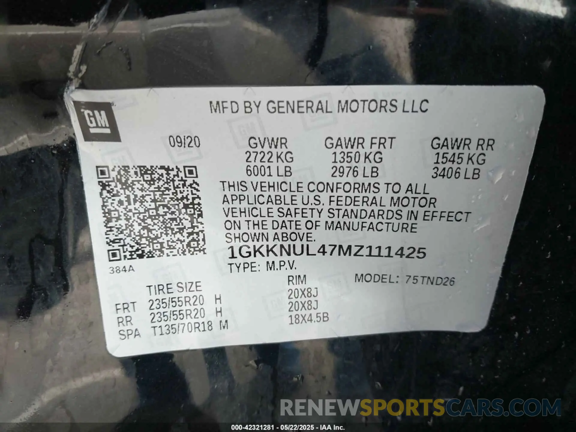 9 fotografías del automóvil dañado 1GKKNUL47MZ111425 GMC ACADIA 2021