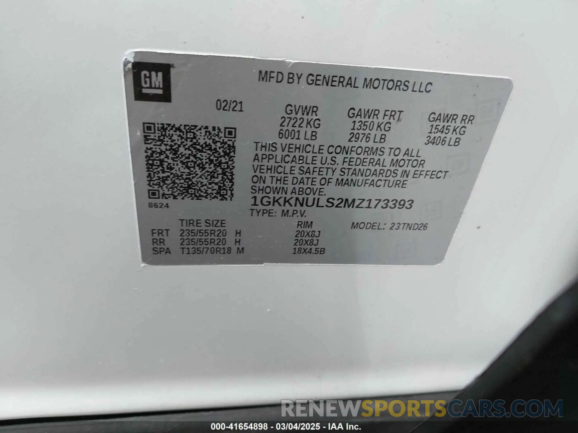 9 fotografías del automóvil dañado 1GKKNULS2MZ173393 GMC ACADIA 2021