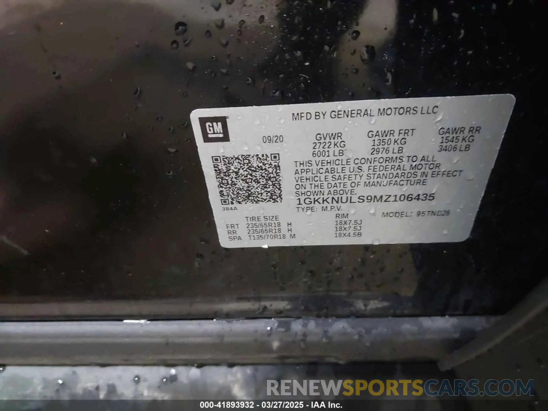 9 fotografías del automóvil dañado 1GKKNULS9MZ106435 GMC ACADIA 2021