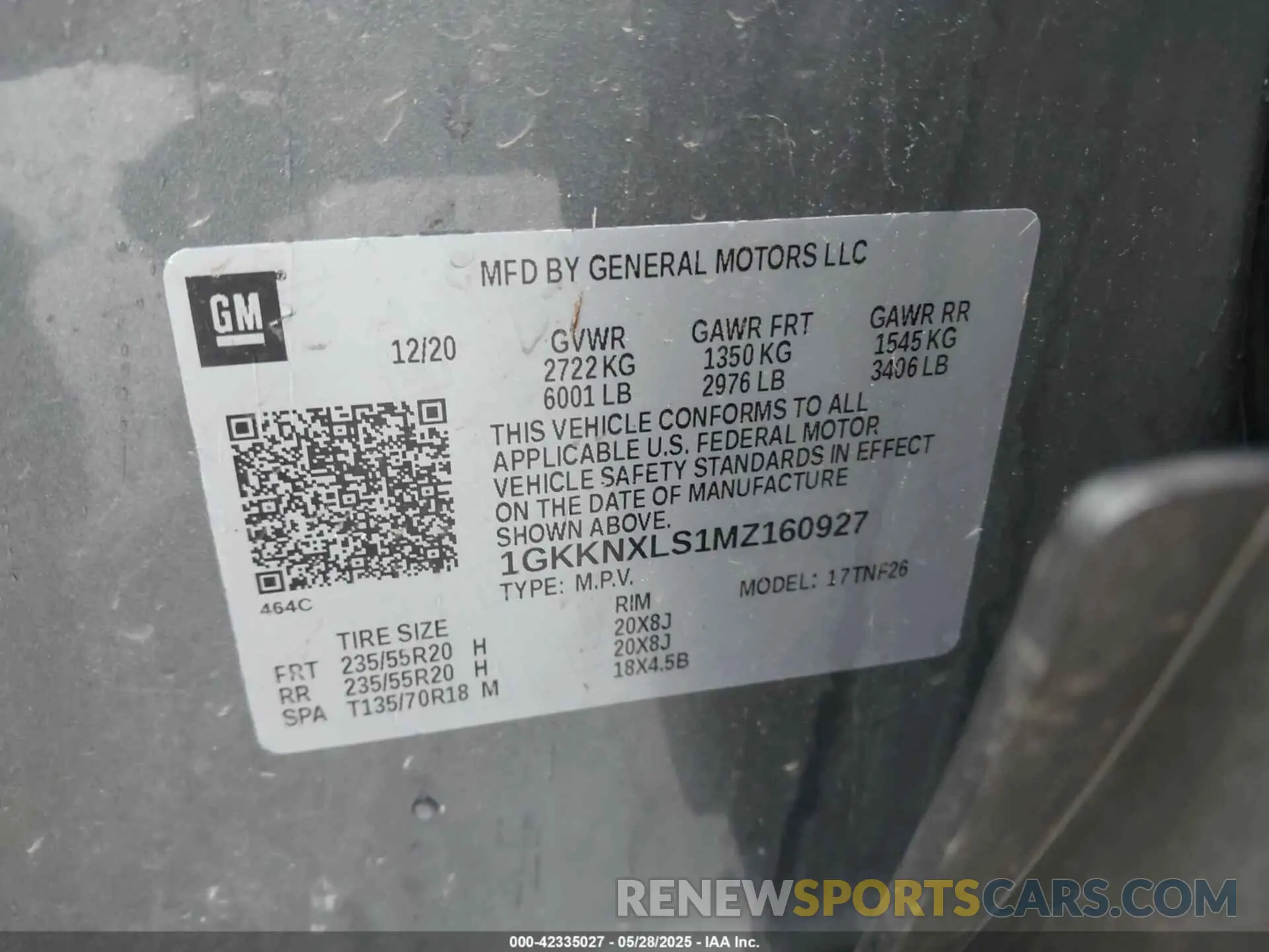 9 fotografías del automóvil dañado 1GKKNXLS1MZ160927 GMC ACADIA 2021