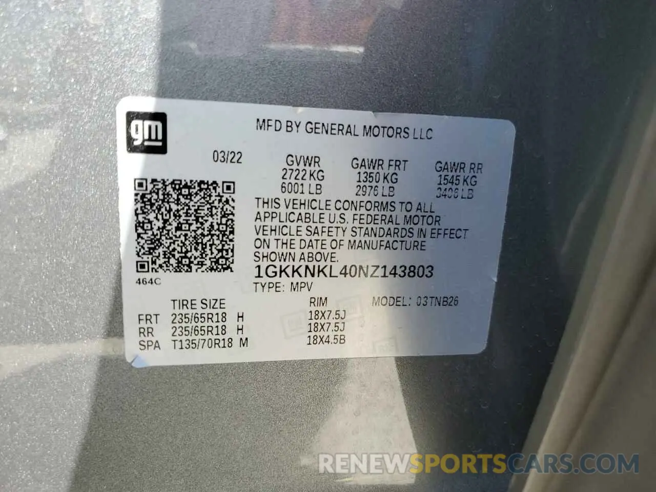 13 fotografías del automóvil dañado 1GKKNKL40NZ143803 GMC ACADIA 2022
