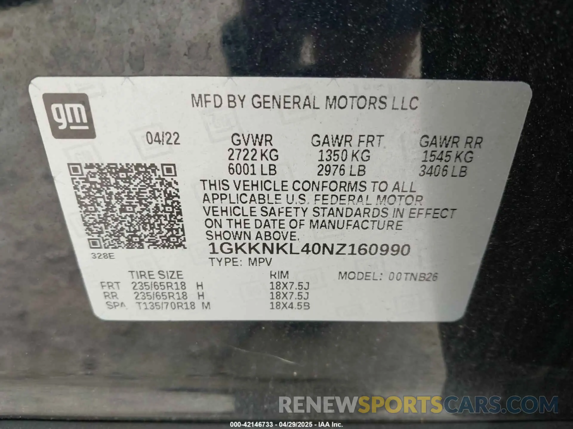 9 fotografías del automóvil dañado 1GKKNKL40NZ160990 GMC ACADIA 2022
