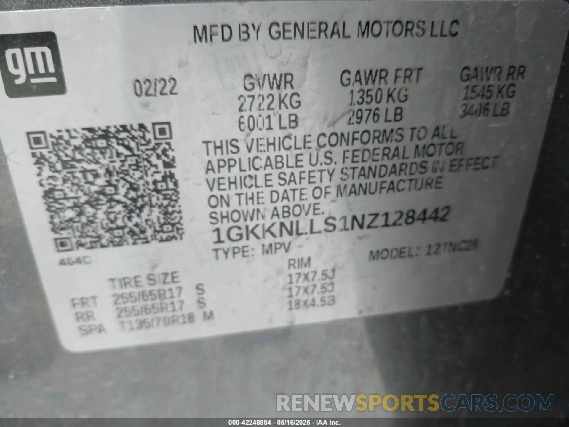 9 fotografías del automóvil dañado 1GKKNLLS1NZ128442 GMC ACADIA 2022