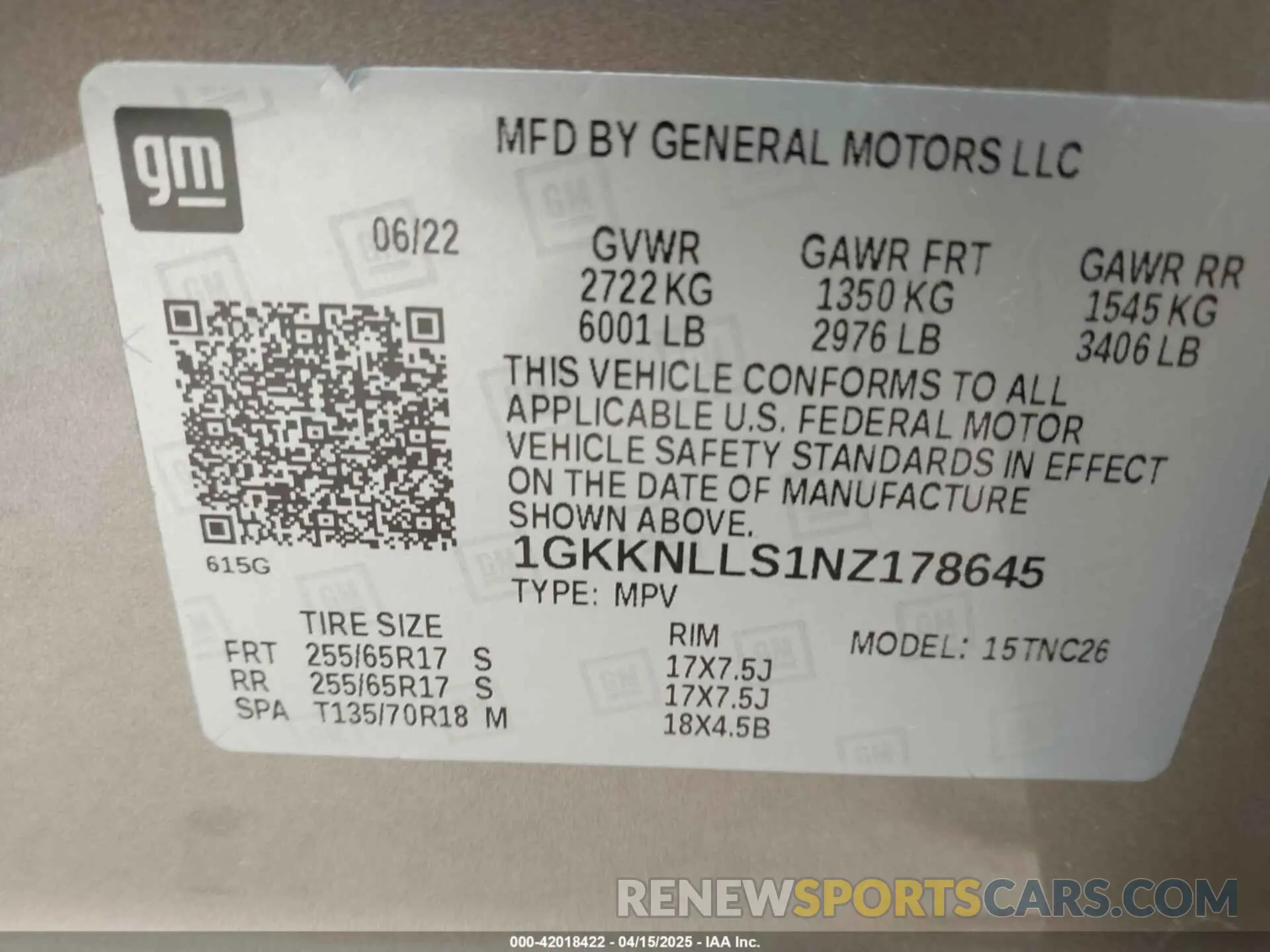 9 fotografías del automóvil dañado 1GKKNLLS1NZ178645 GMC ACADIA 2022