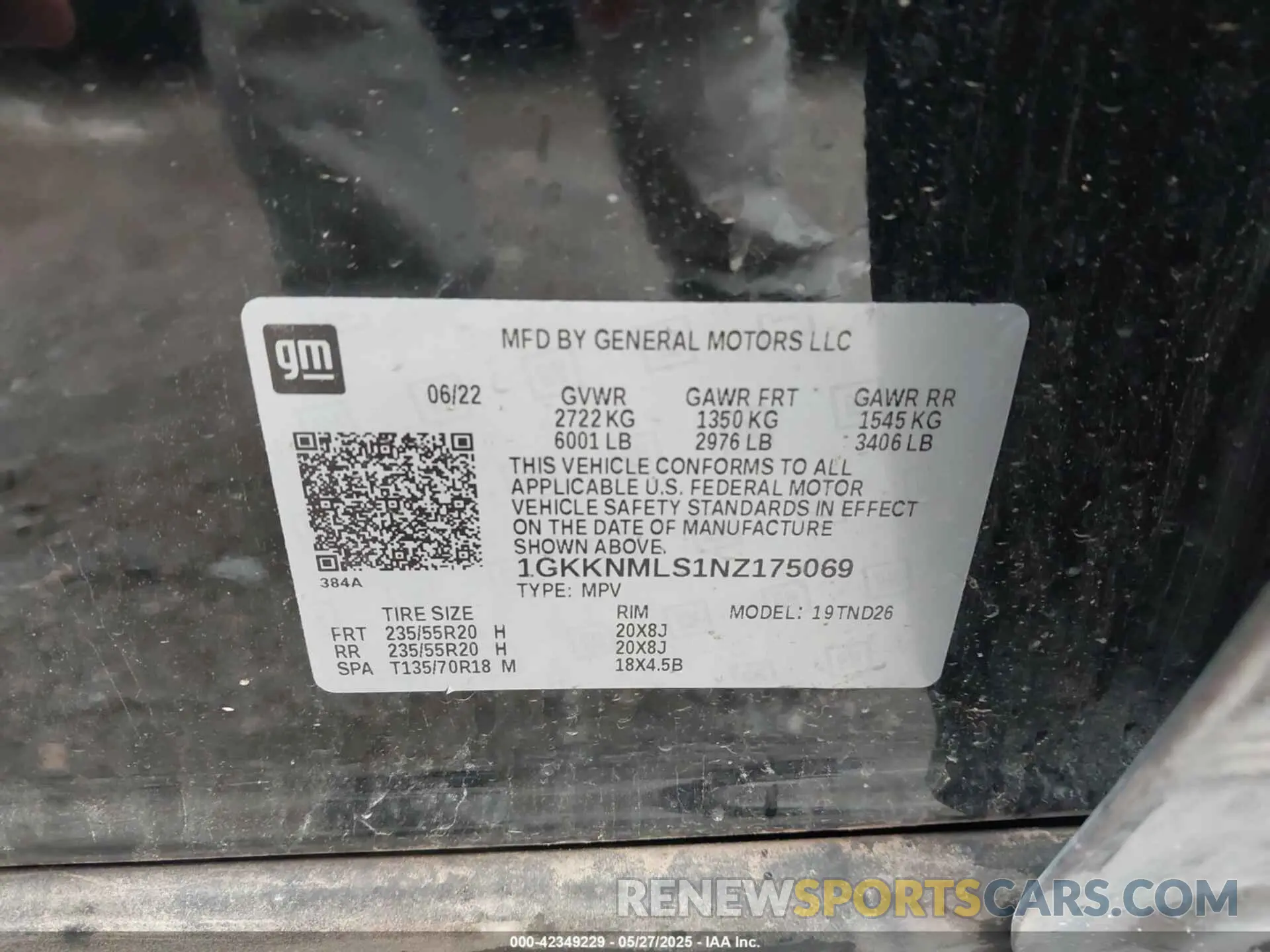 9 fotografías del automóvil dañado 1GKKNMLS1NZ175069 GMC ACADIA 2022