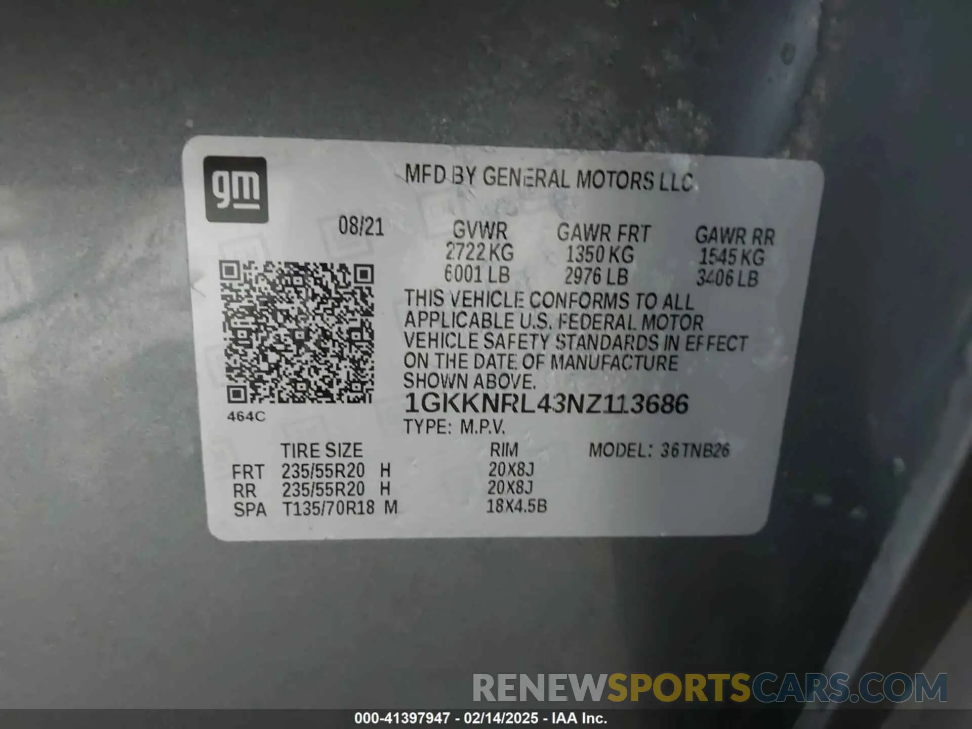 9 fotografías del automóvil dañado 1GKKNRL43NZ113686 GMC ACADIA 2022