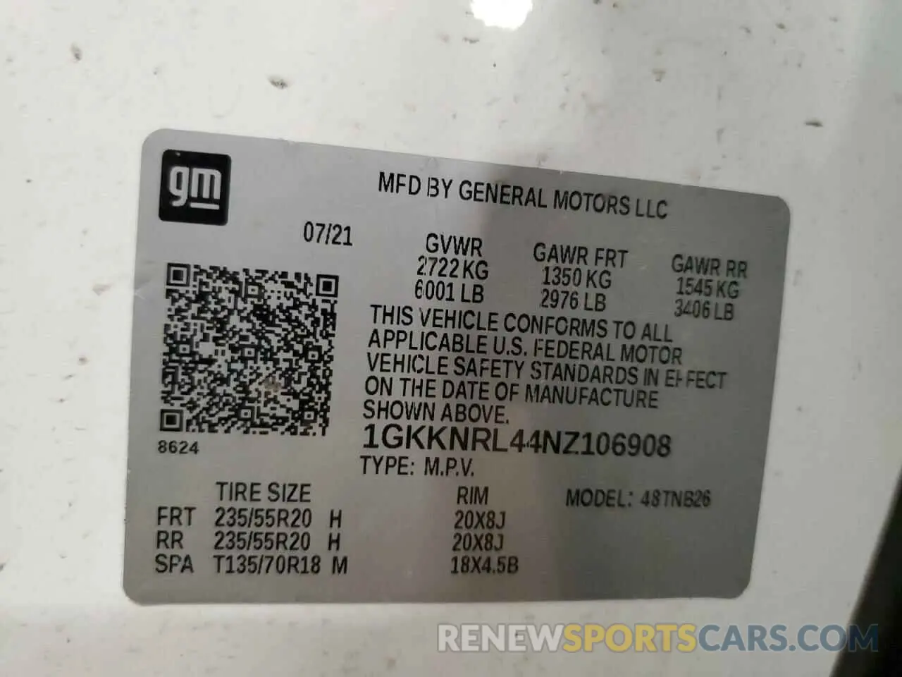 16 fotografías del automóvil dañado 1GKKNRL44NZ106908 GMC ACADIA 2022