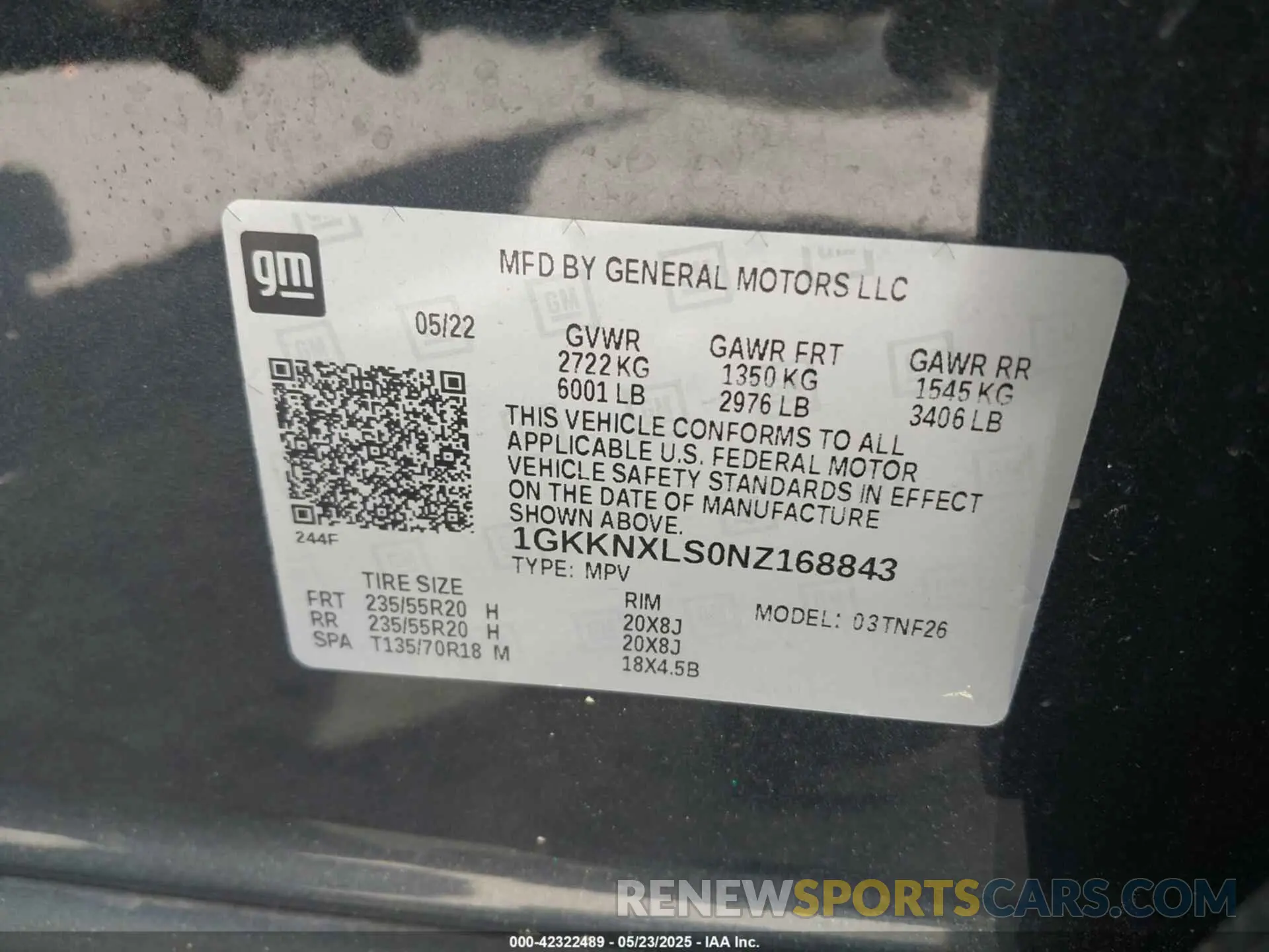 9 fotografías del automóvil dañado 1GKKNXLS0NZ168843 GMC ACADIA 2022