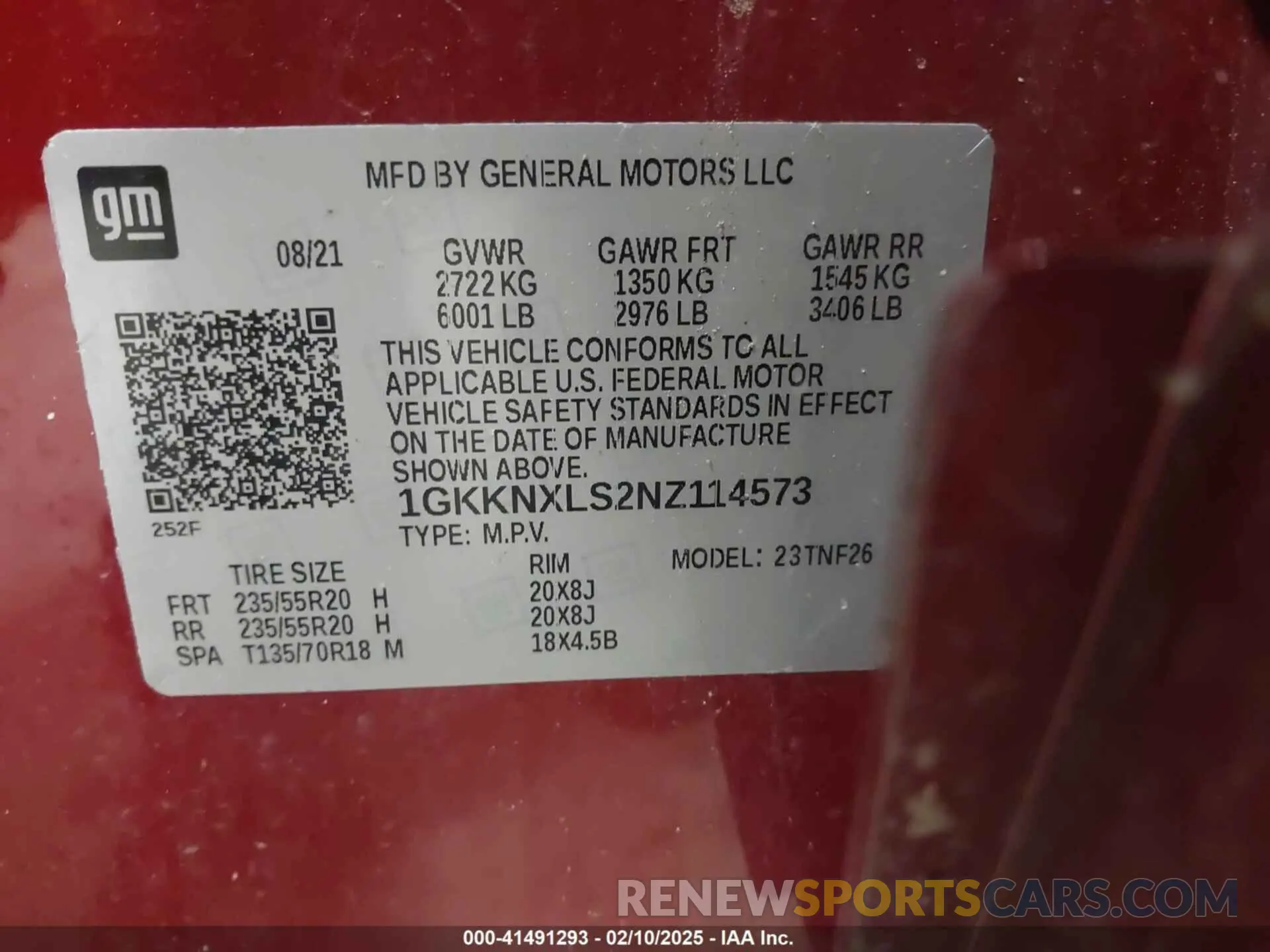 9 fotografías del automóvil dañado 1GKKNXLS2NZ114573 GMC ACADIA 2022