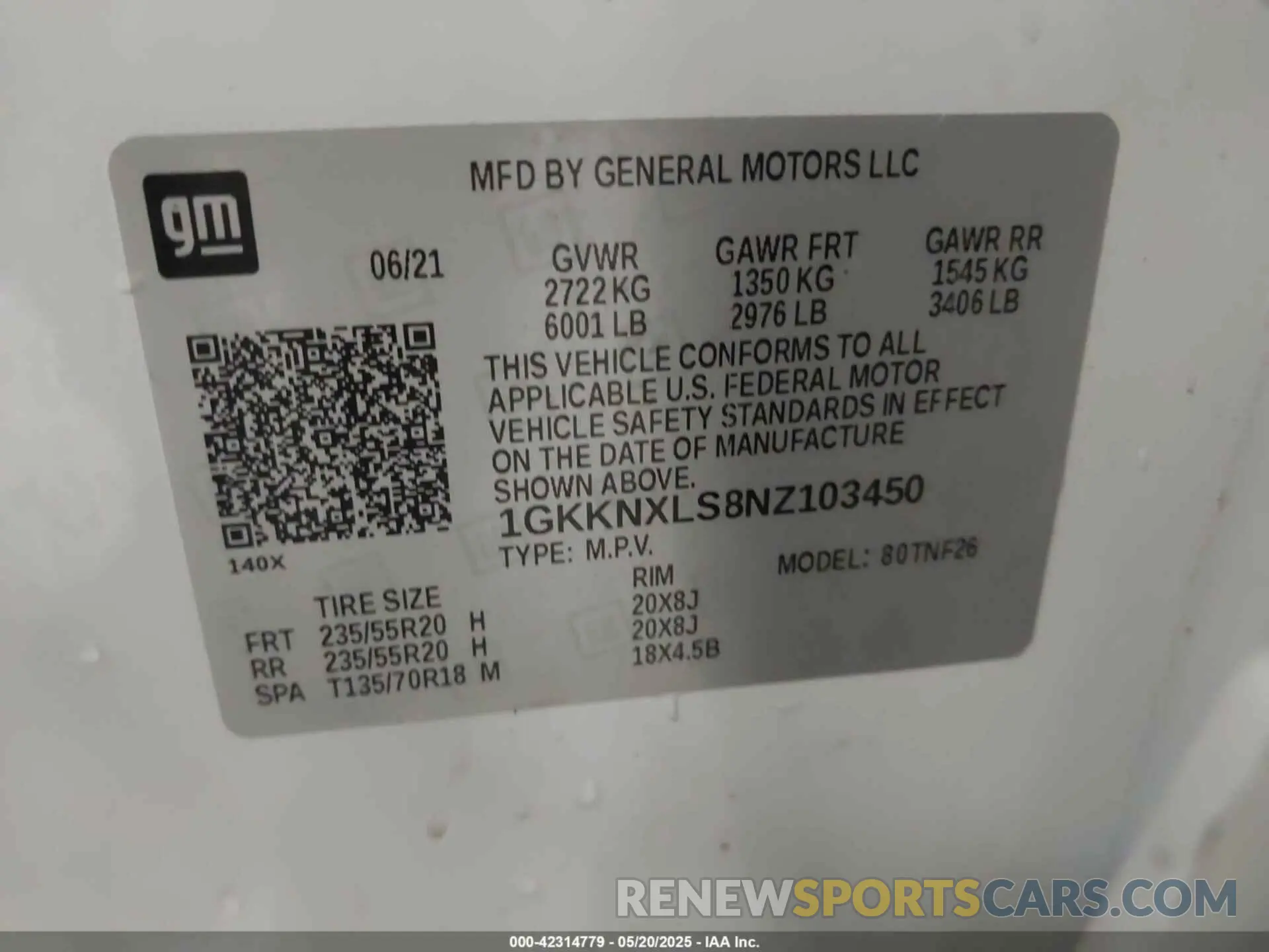 9 fotografías del automóvil dañado 1GKKNXLS8NZ103450 GMC ACADIA 2022